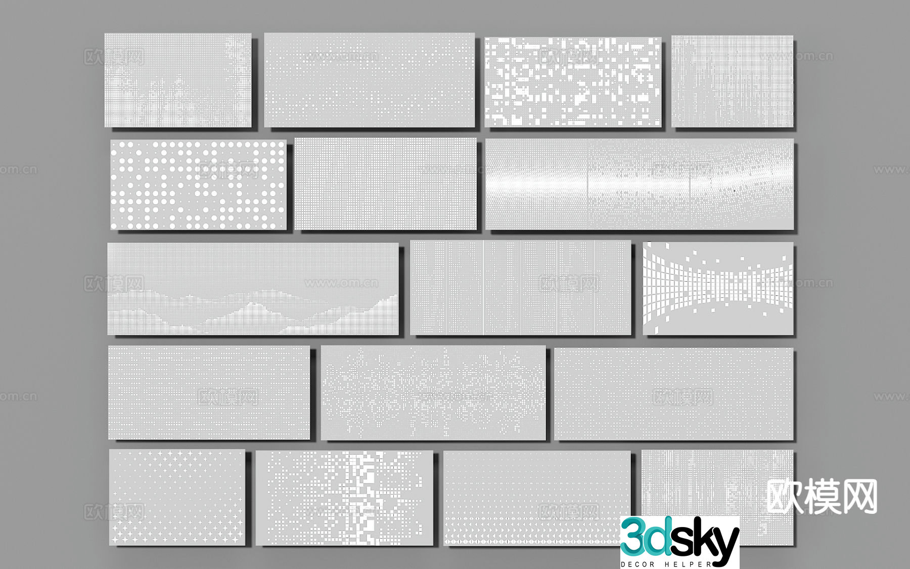 Modern wainscoting punched aluminum plate perforated plate 3d model