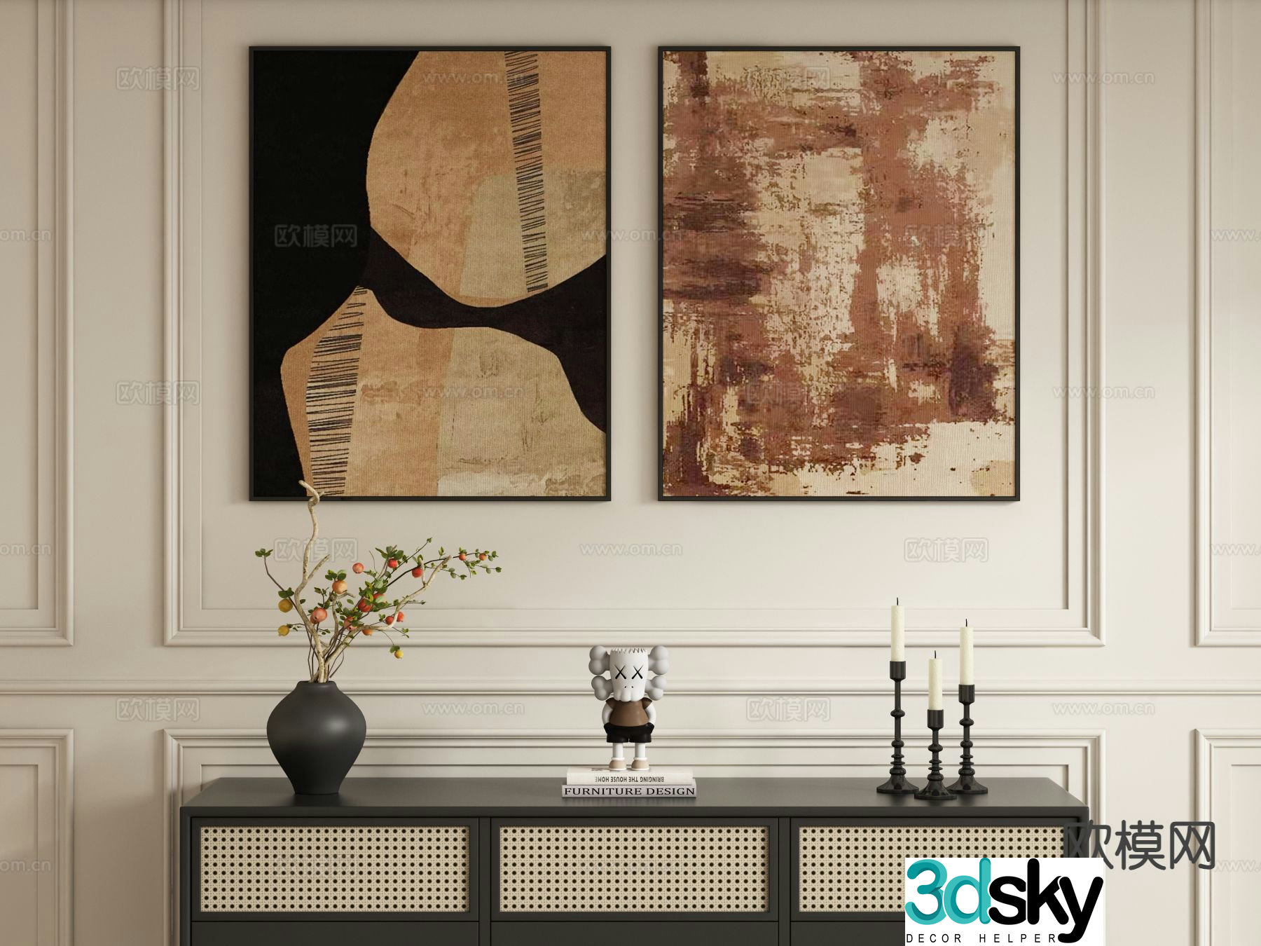 Medieval style art painting texture painting decorative painting 3d model