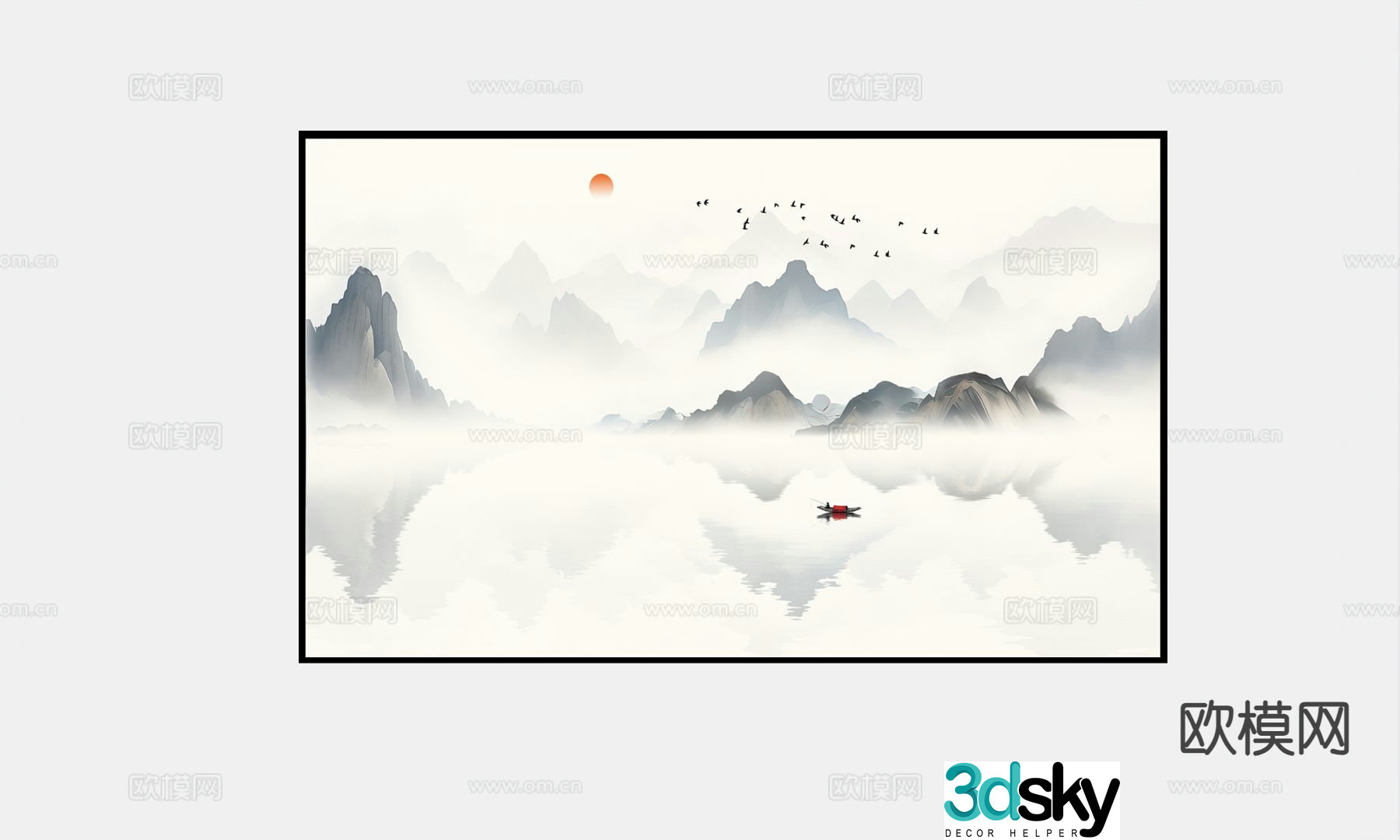 Chinese decorative painting hanging painting 3d model