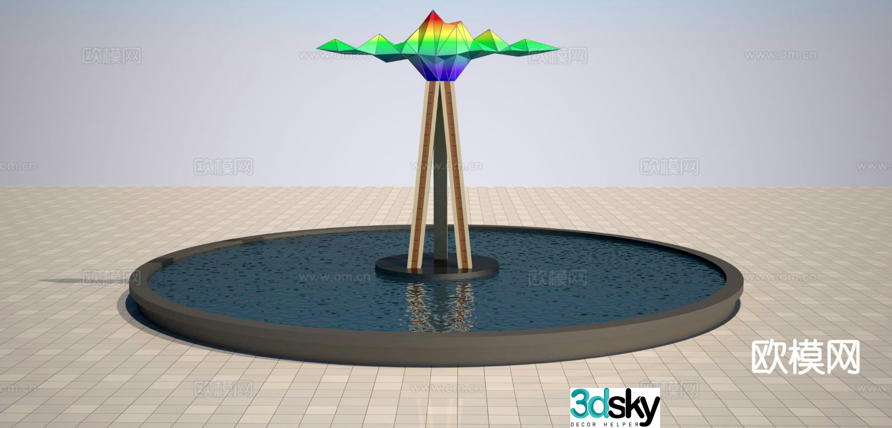 Abstract painted mountain sculpture 3d model
