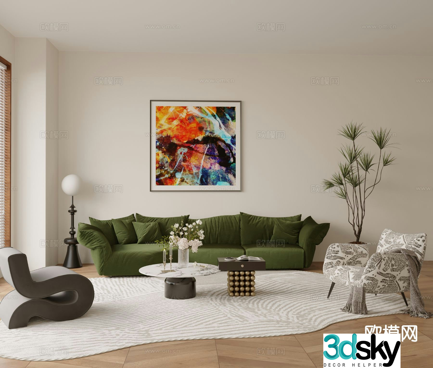 French sectional sofa 3d model