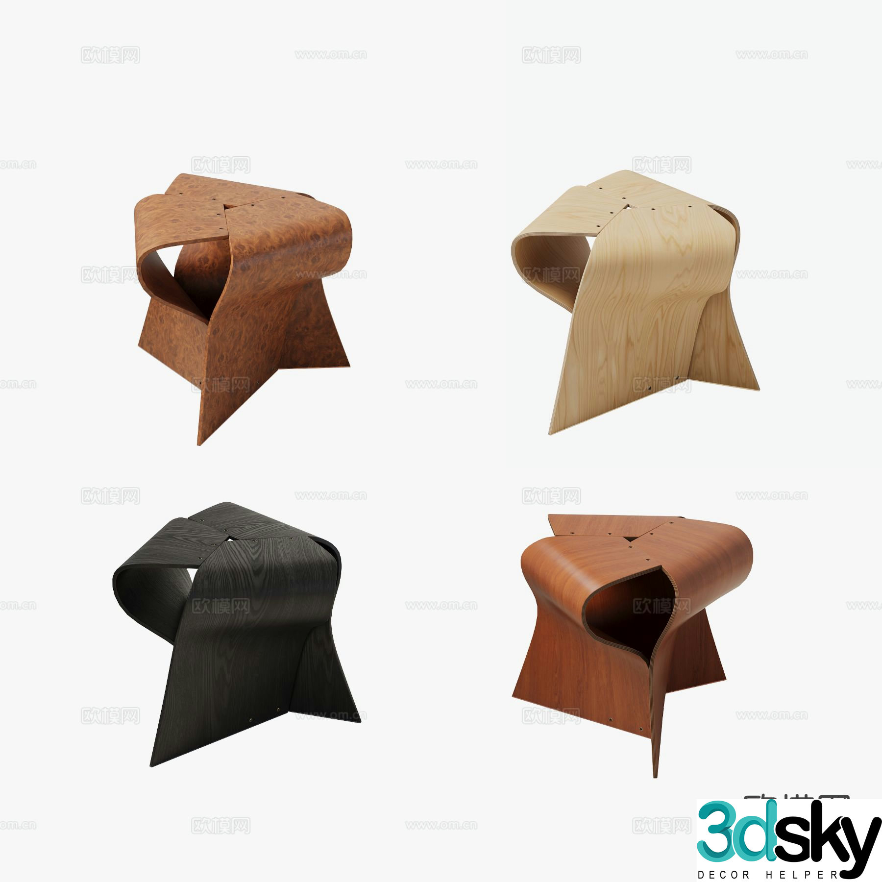 TENDO stool low stool mushroom stool 3d model