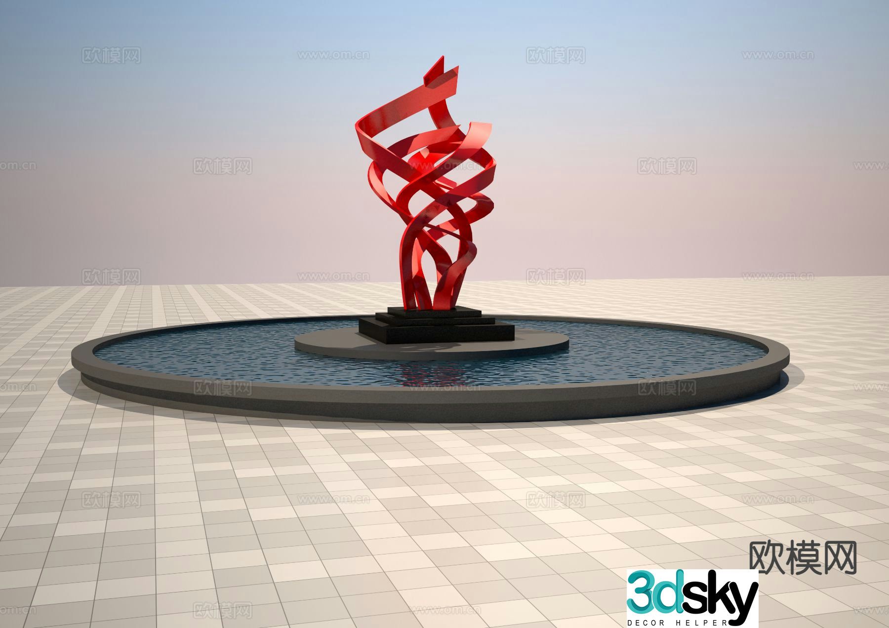 Streamer sculpture square sculpture 3d model