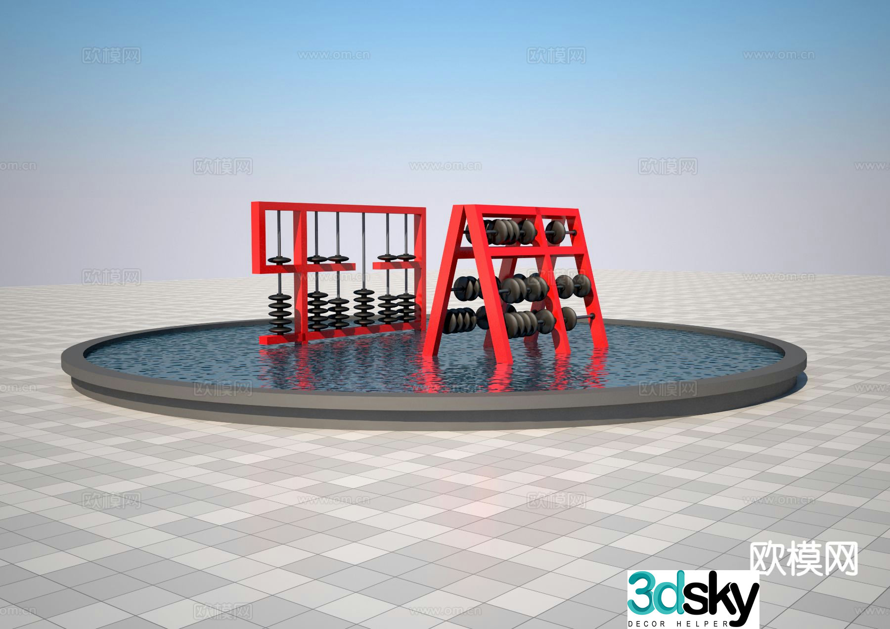 Abacus sculpture square sculpture 3d model
