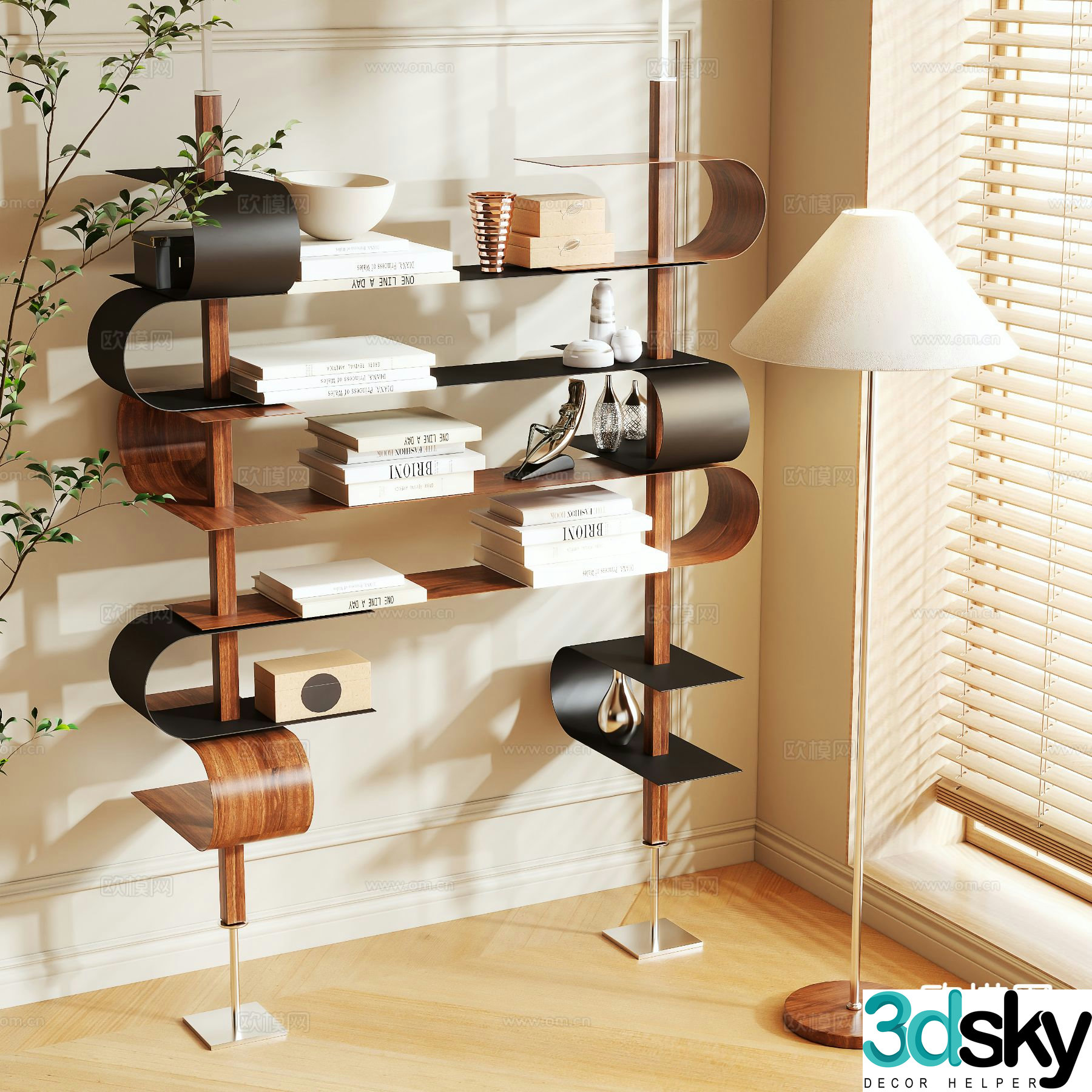 Medieval style bookshelf shelf 3d model