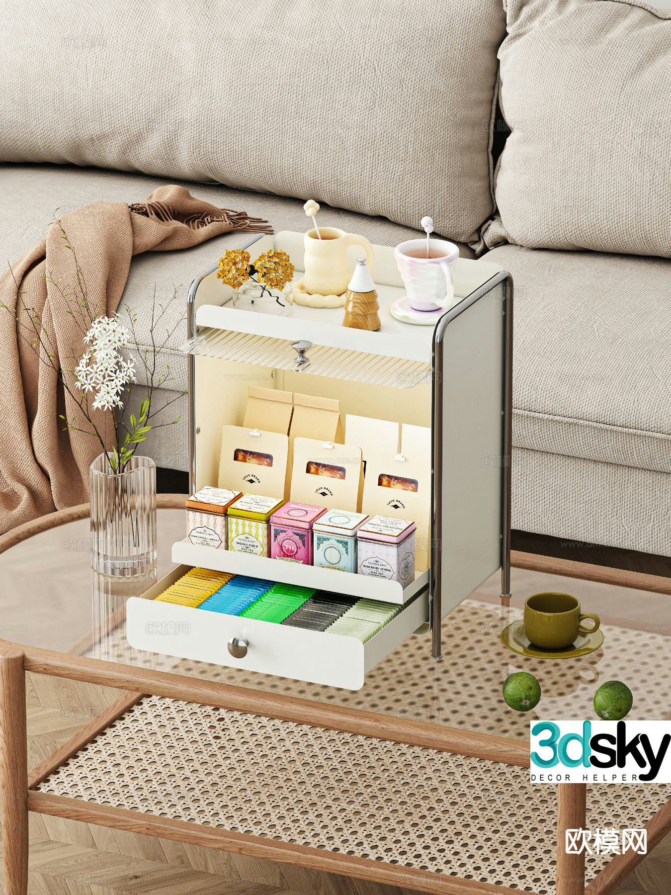 Nordic desktop storage rack snack rack 3d model