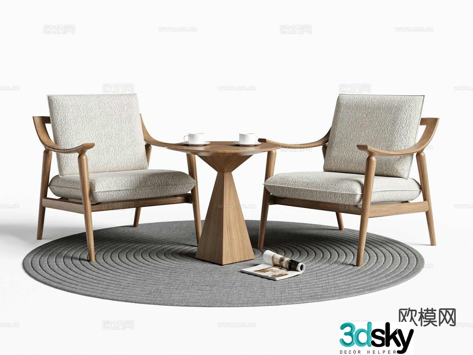 New Chinese style negotiation tables and chairs leisure tables and chairs 3D model