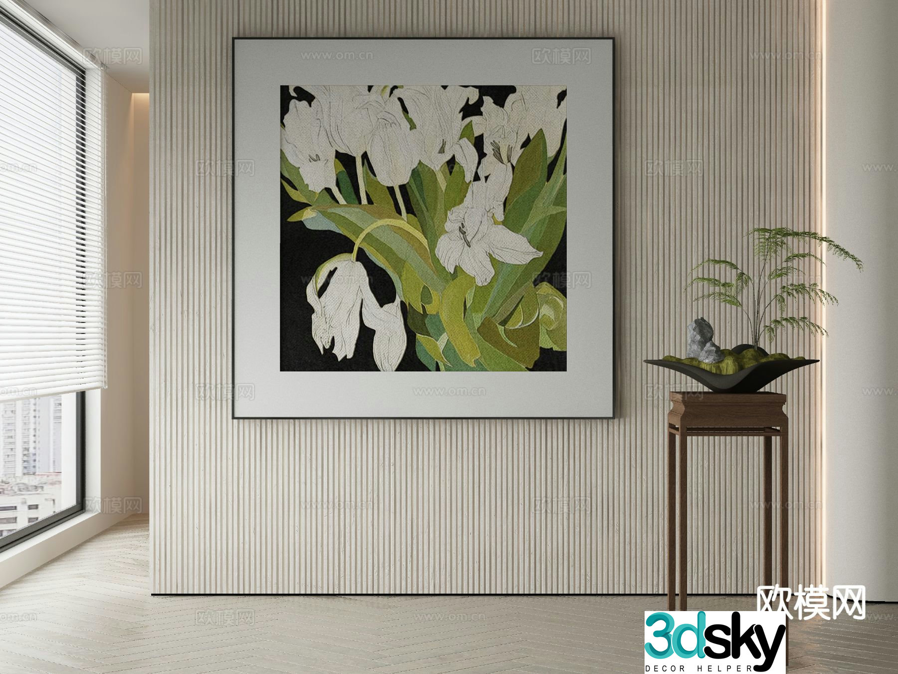 Modern art painting flower painting decorative painting 3d model