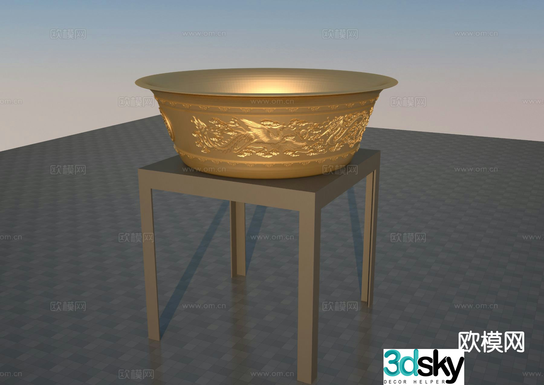 Carved washbasin 3d model