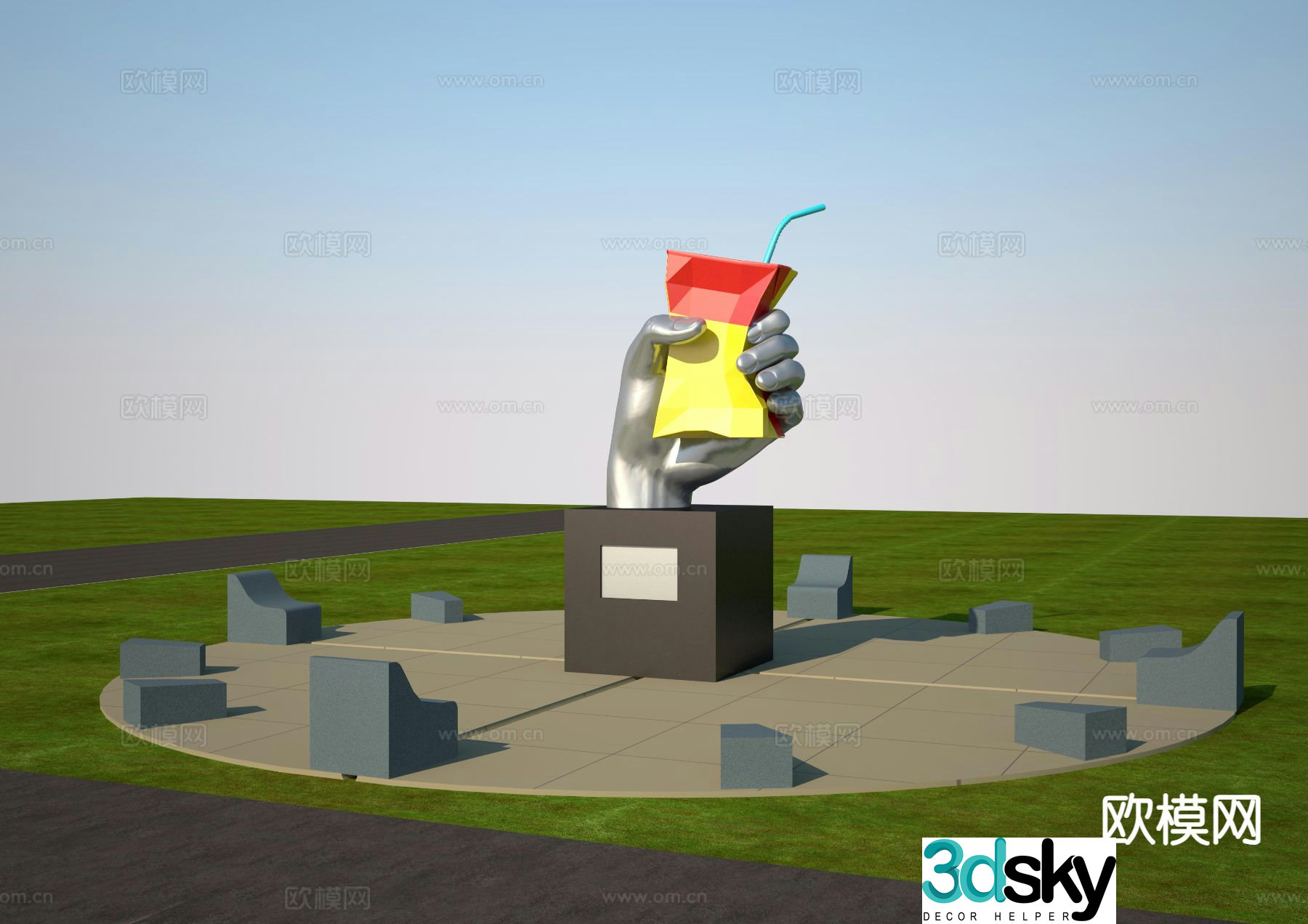 Time drink sketch sculpture 3d model
