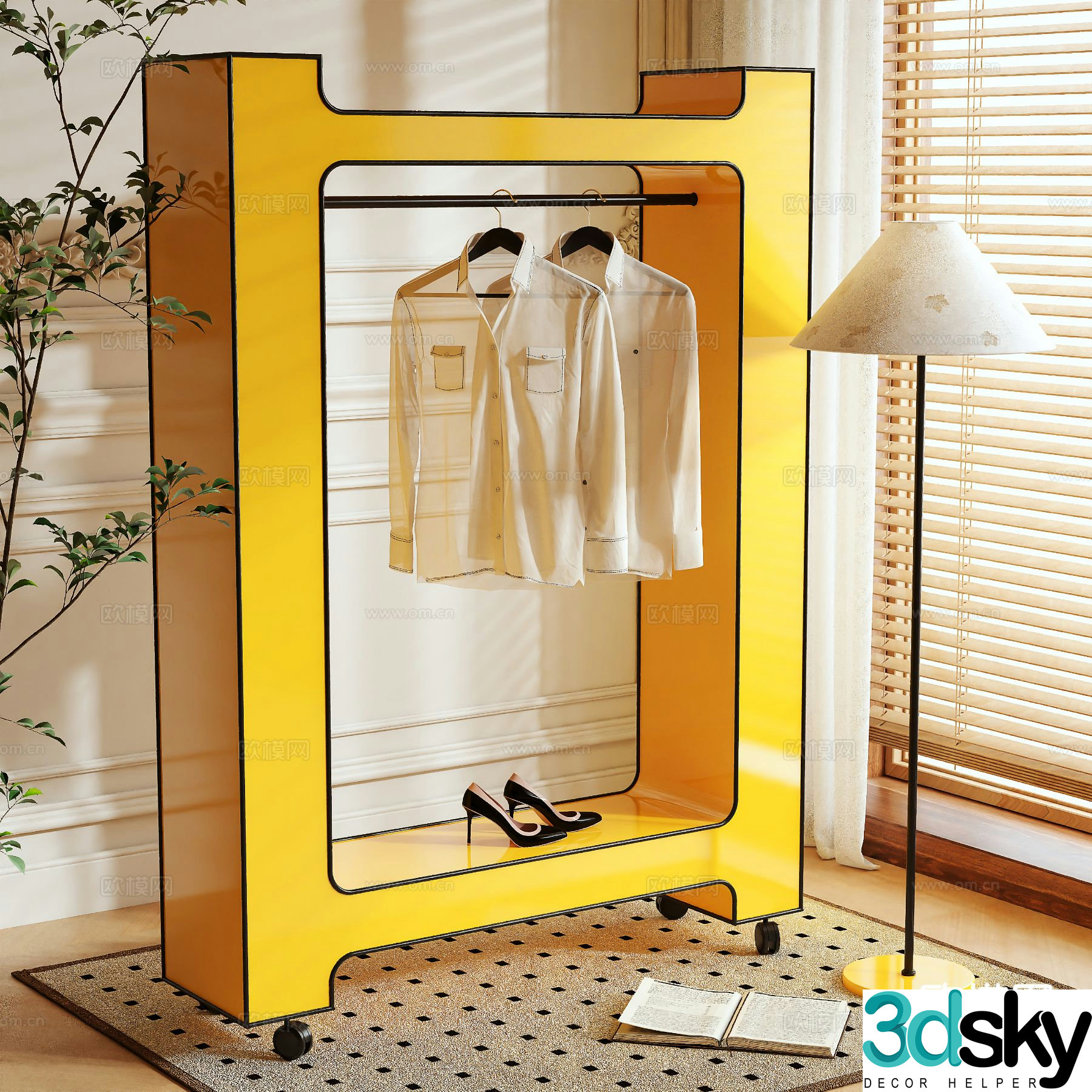 Clothes rack coat rack floor-standing clothes rack 3D model