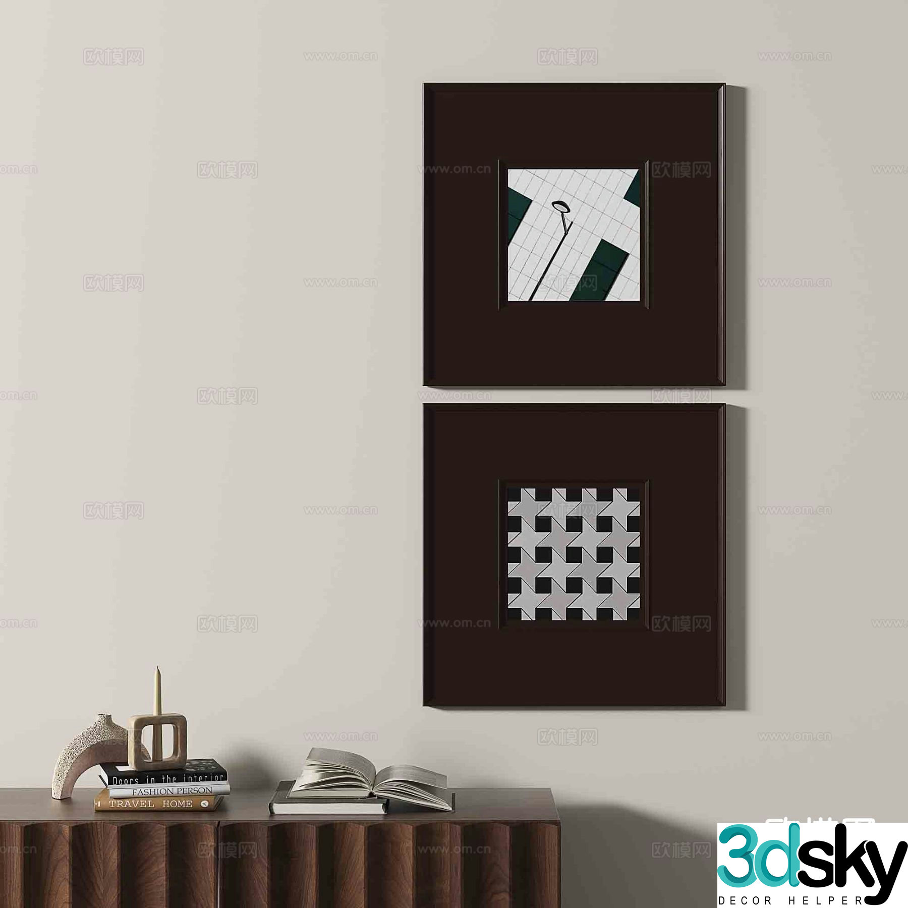Wabi-sabi retro hanging painting abstract painting decorative painting 3D model