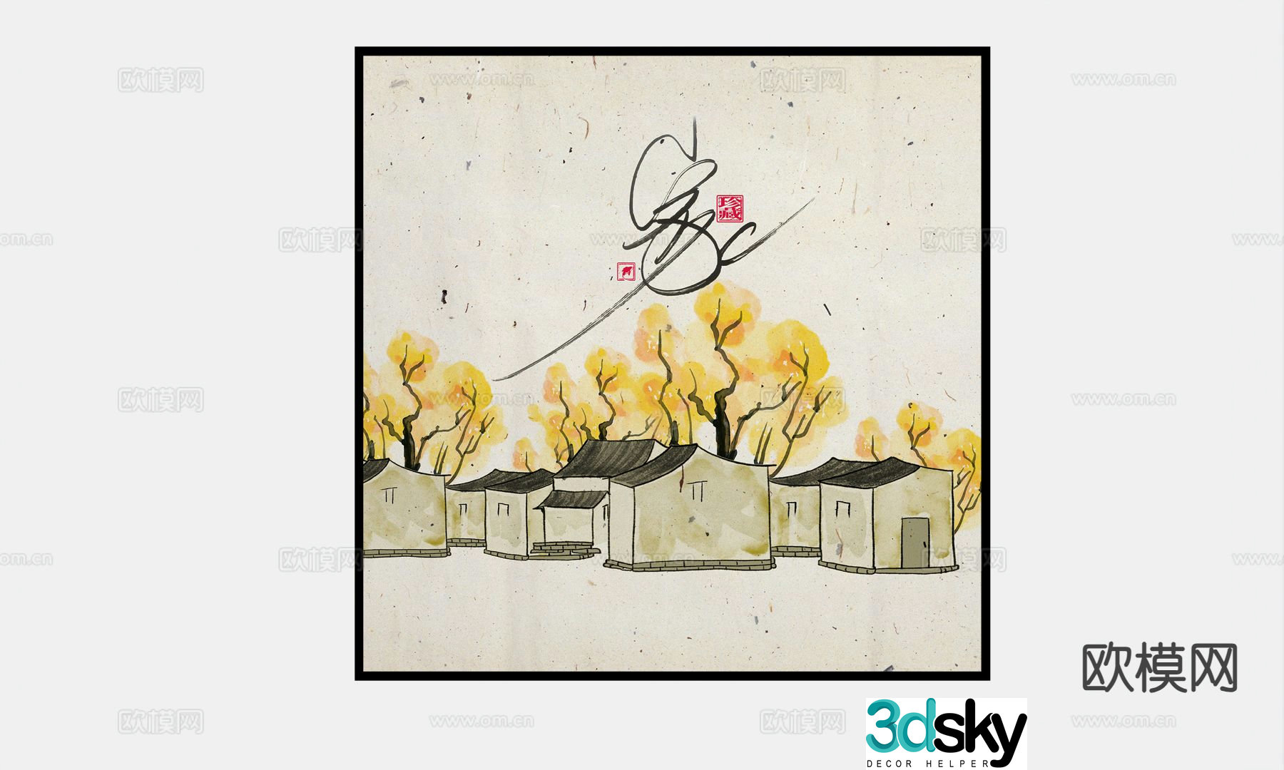 Modern decorative painting hanging painting 3d model