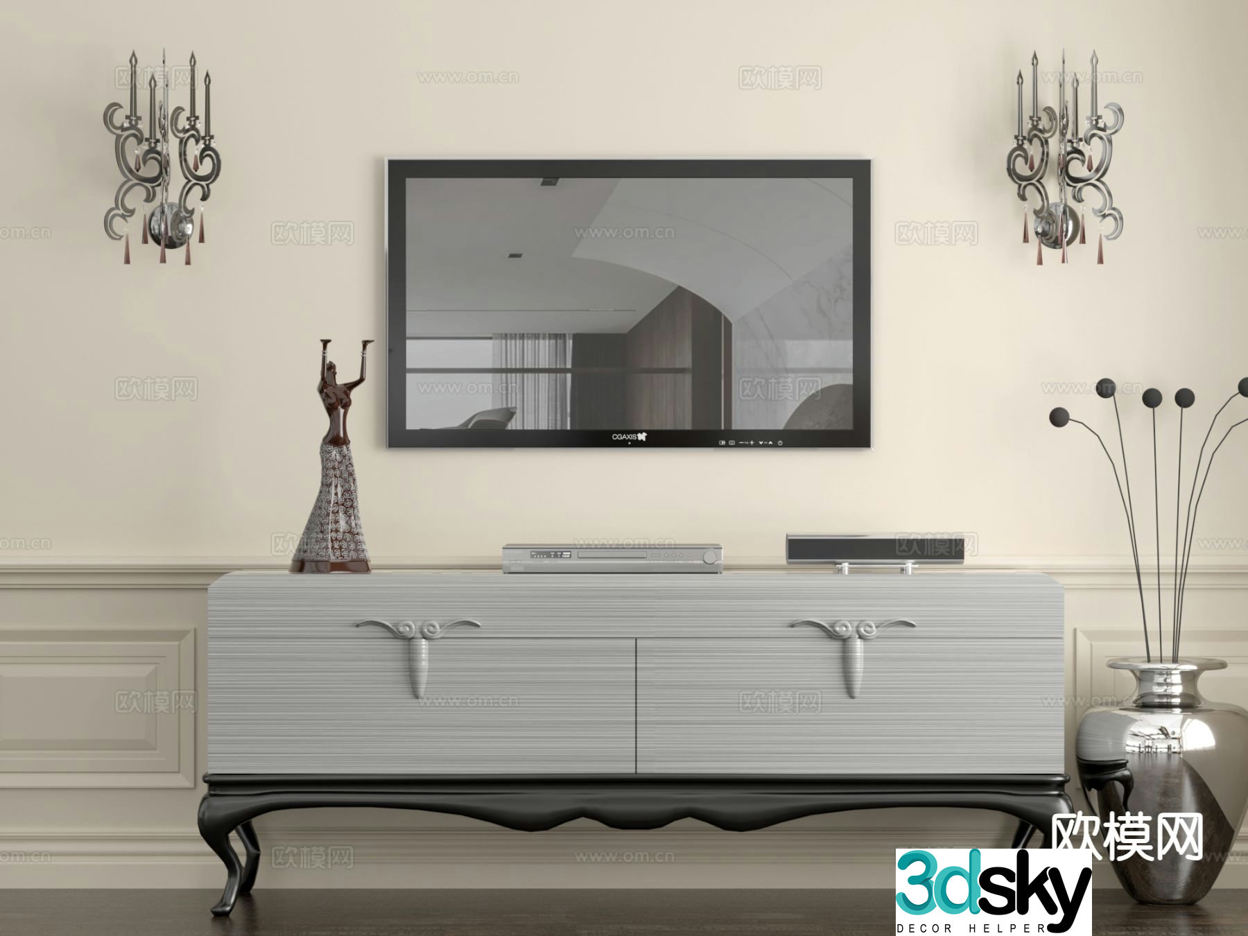 French TV cabinet 3d model