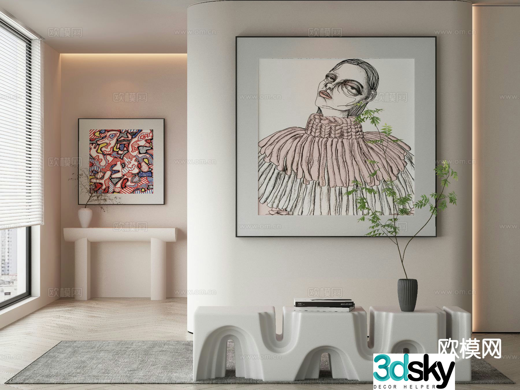 Modern art painting texture painting decorative painting 3d model