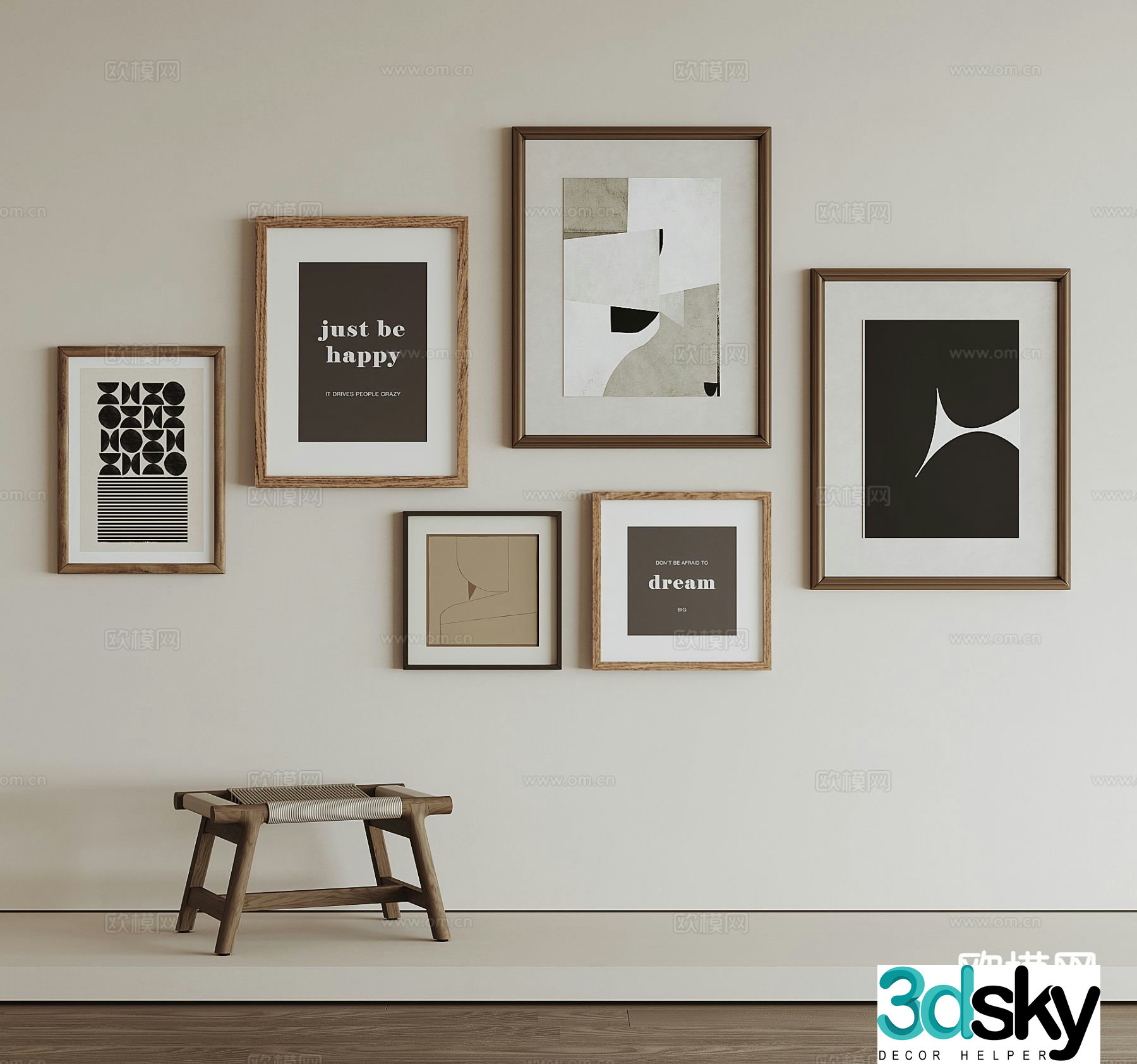Modern decorative painting hanging painting 3d model