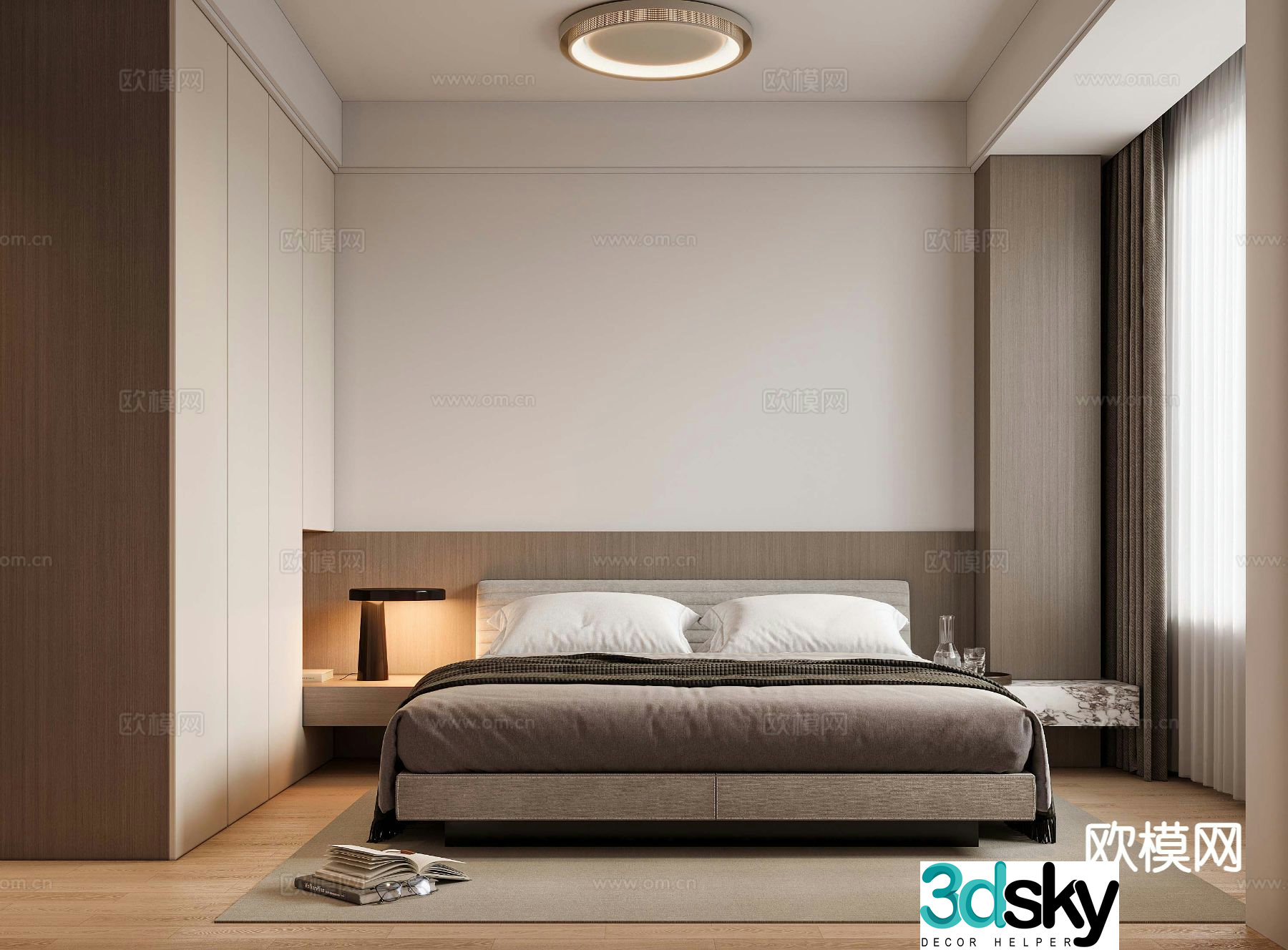 Cream style second bedroom teen room bedroom 3d model
