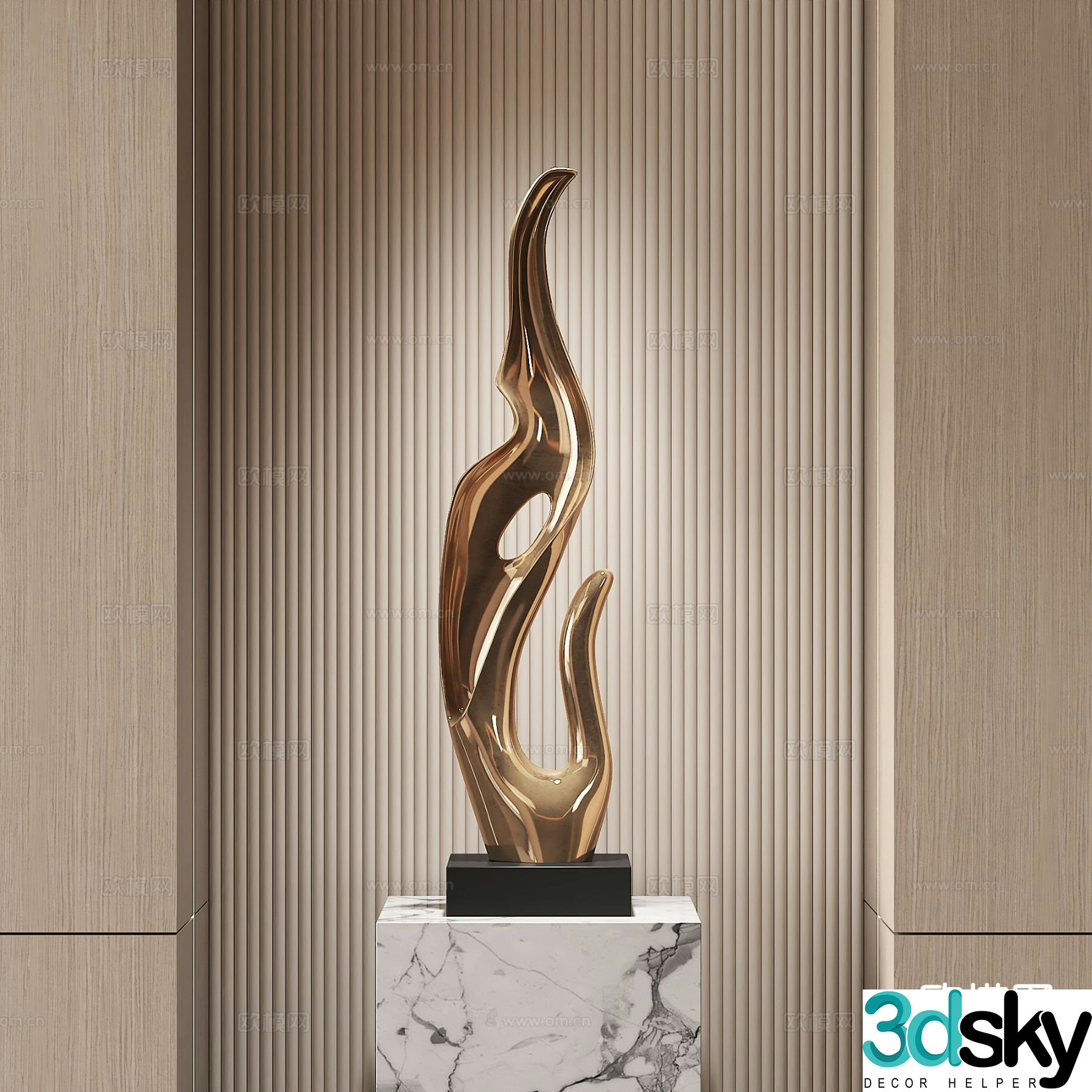 Modern abstract sculpture metal ornaments 3d model