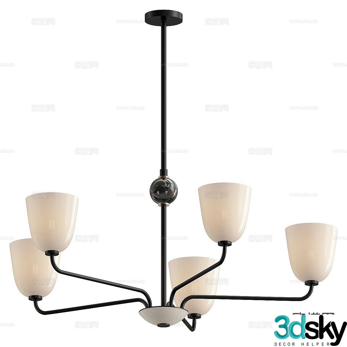 American multi-head chandelier 3d model