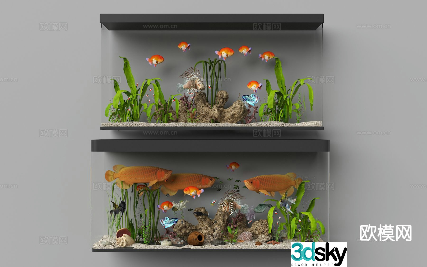 Modern fish tank aquarium 3d model