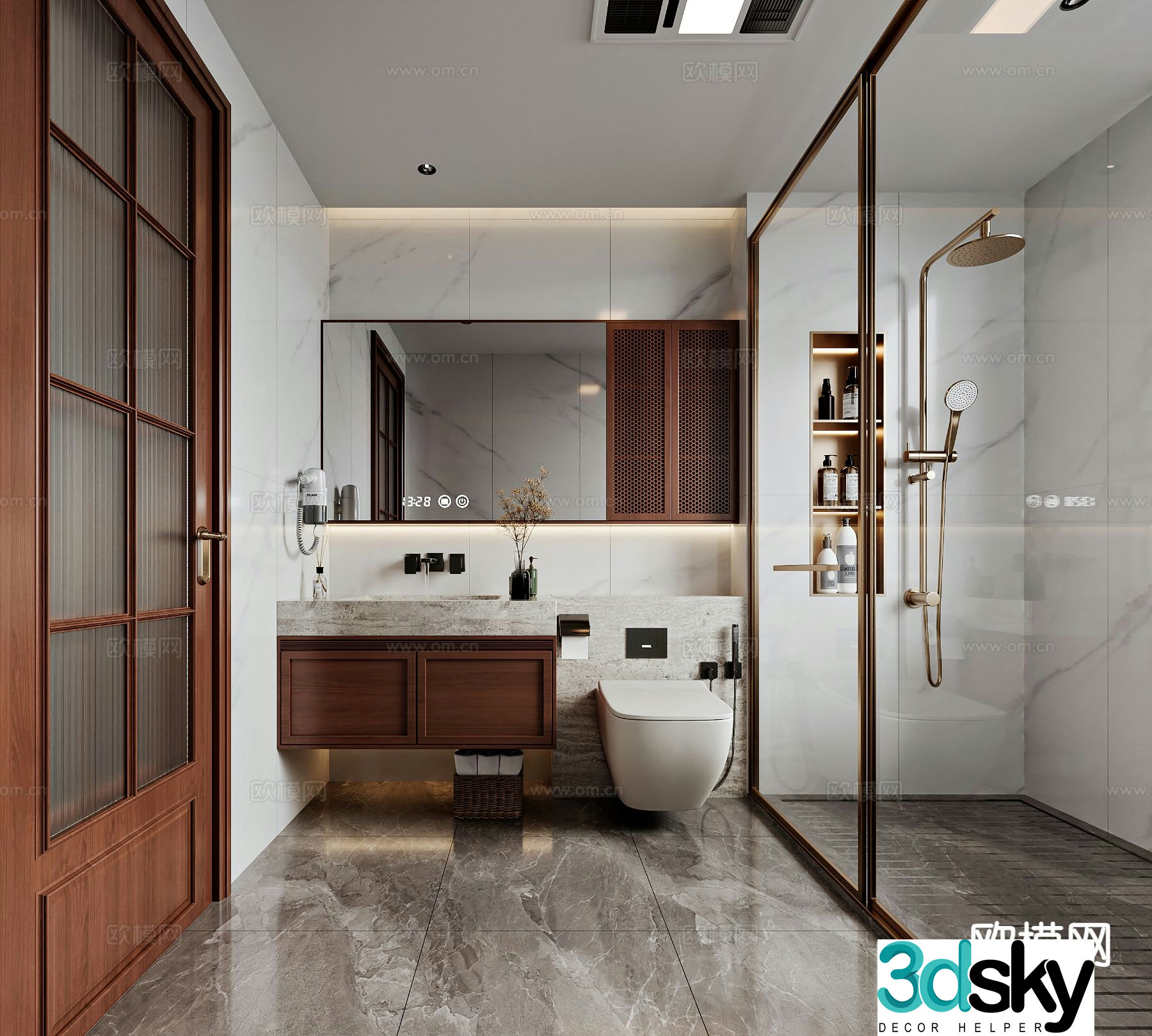 New Chinese style bathroom bathroom 3d model