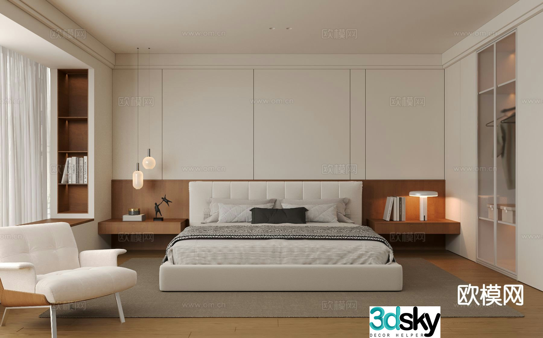 Modern bedroom master bedroom 3d model
