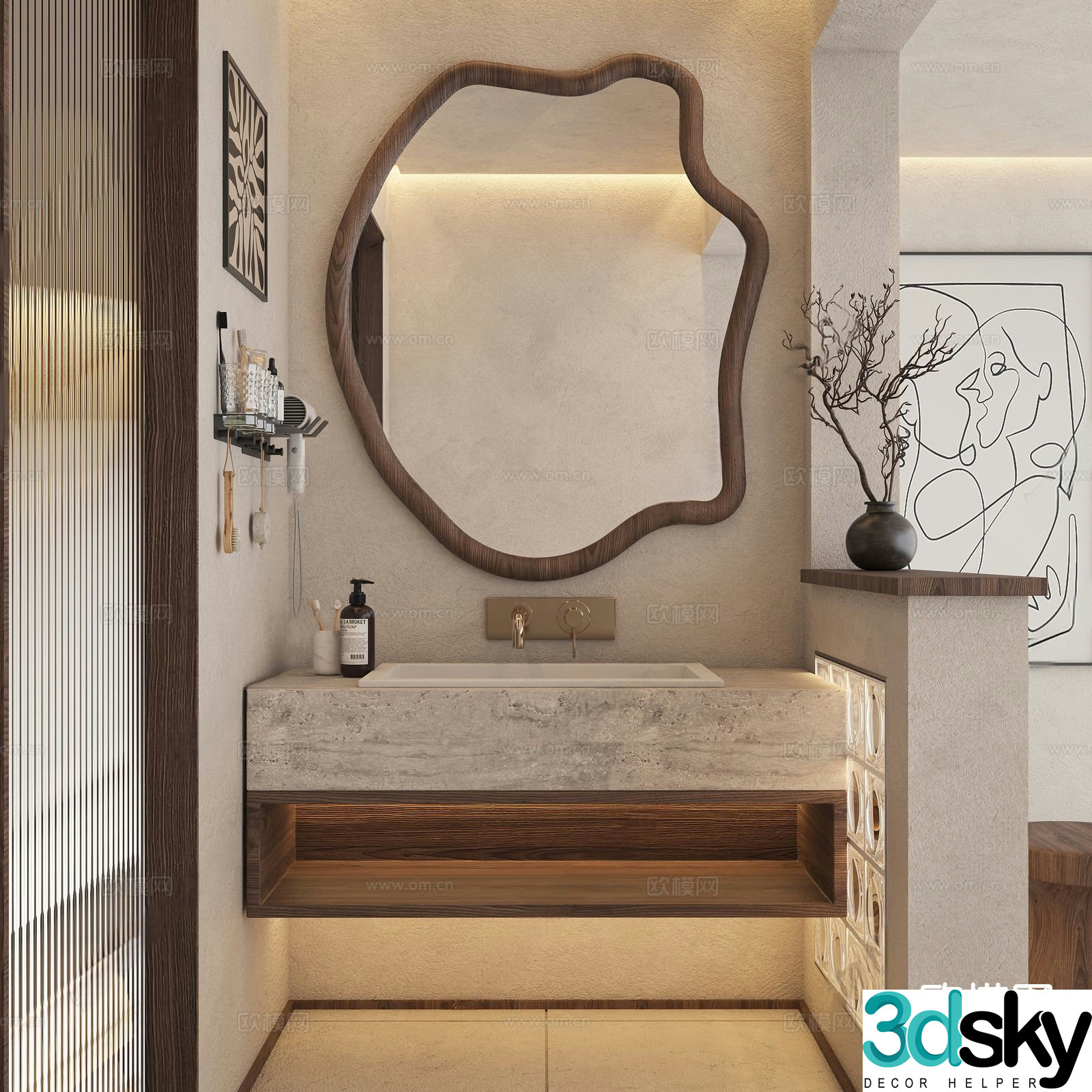 Wabi-sabi bathroom 3d model