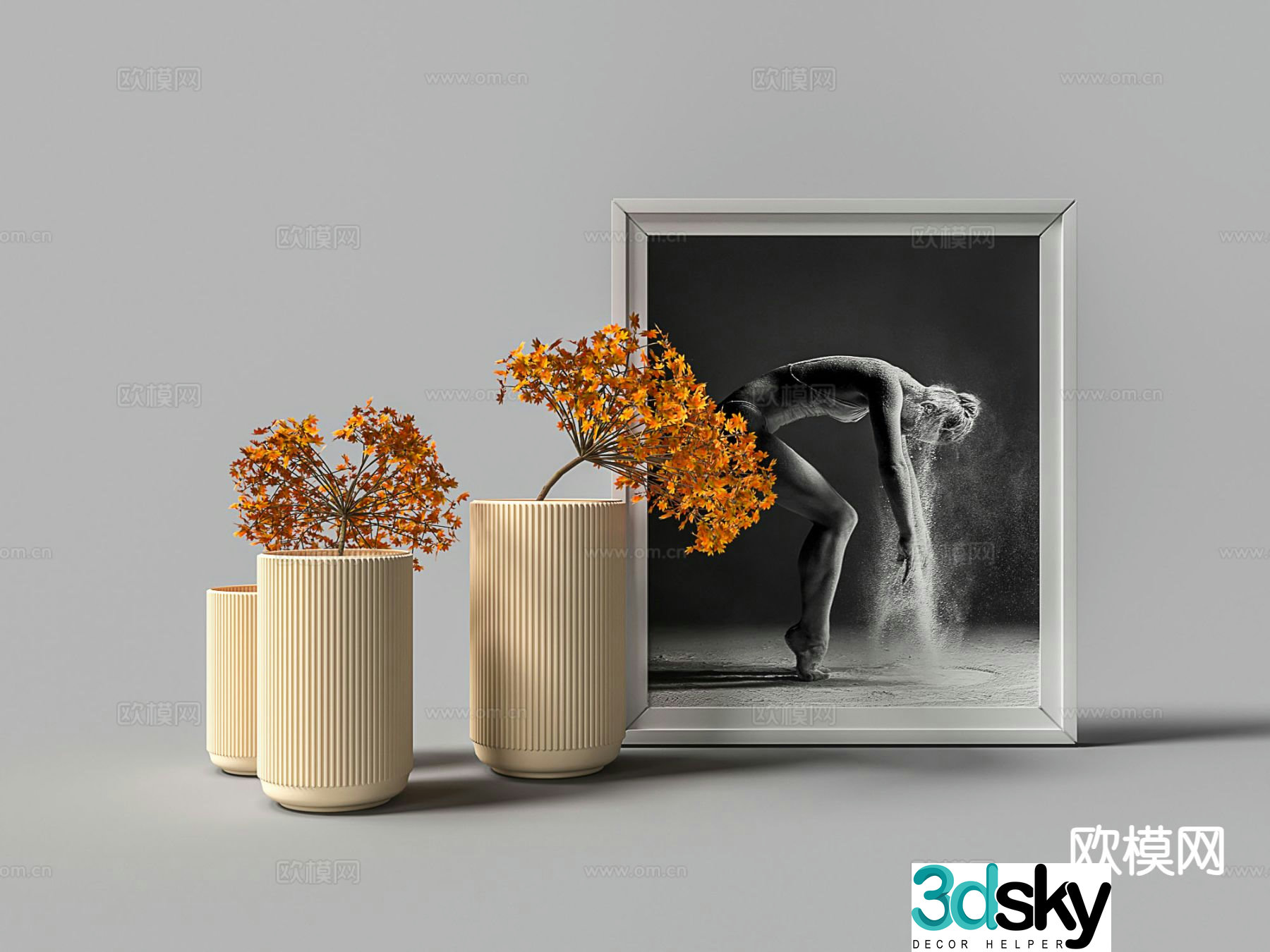 Modern flower arrangement photo frame flower ornaments 3D model