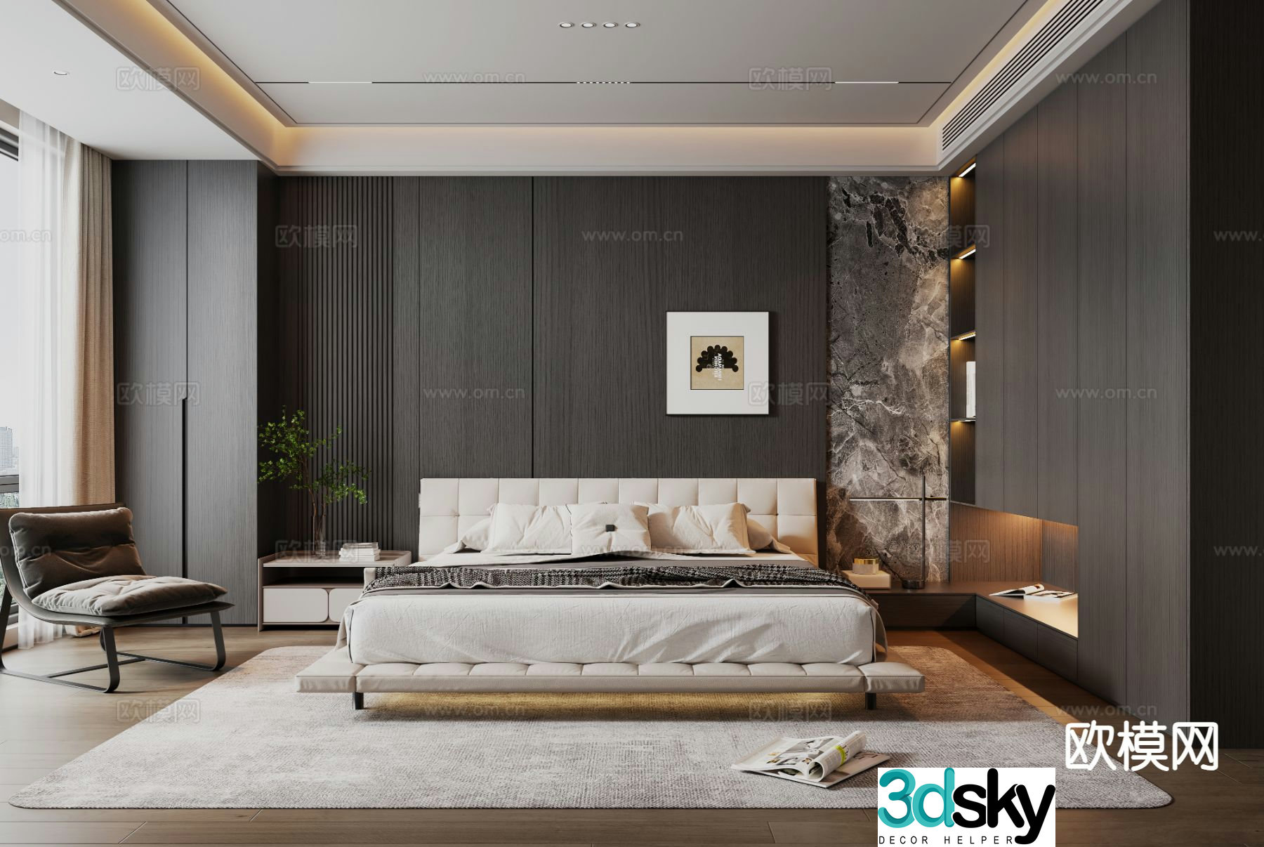 Italian style bedroom master bedroom 3d model