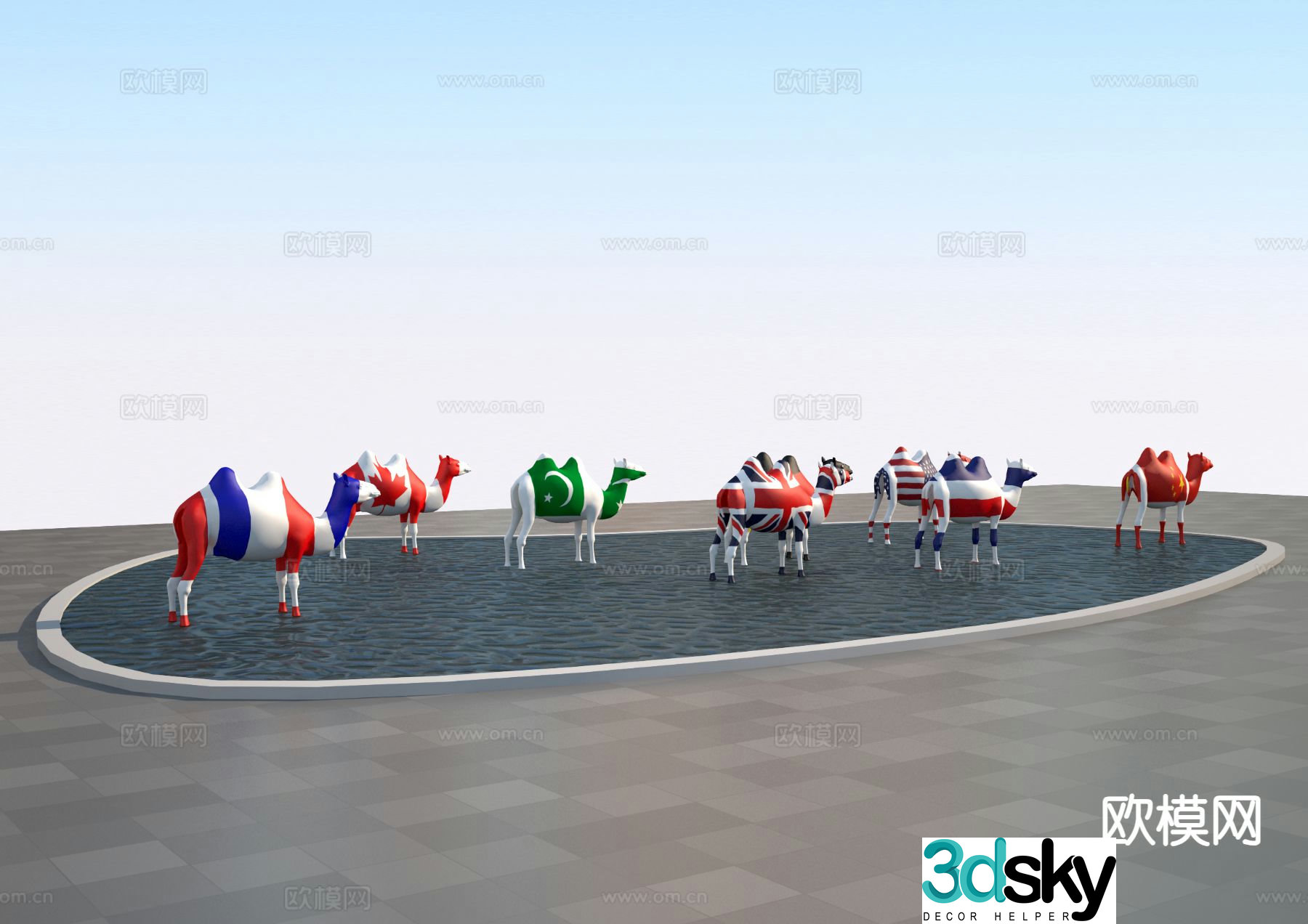 Camel sculpture square sculpture 3d model
