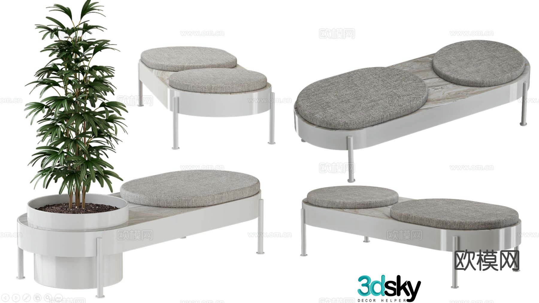 modern bench 3d model