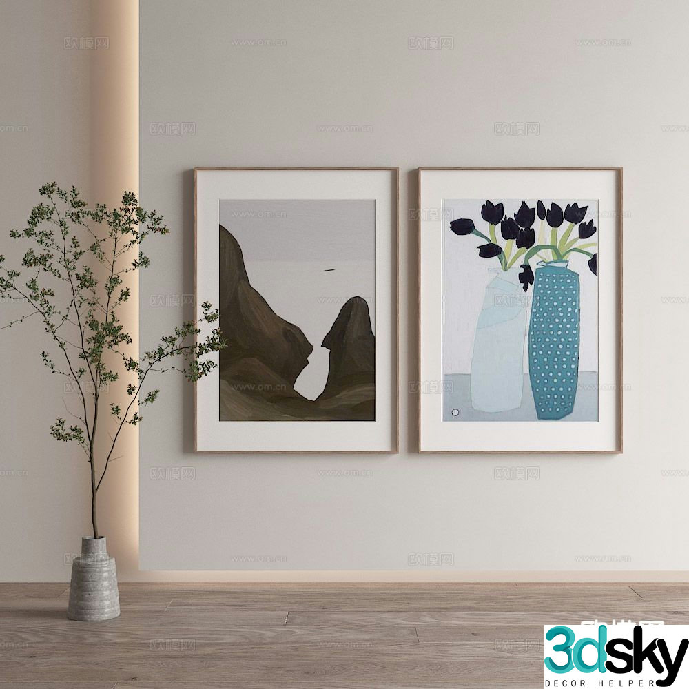Nordic decorative painting combination painting 3D model