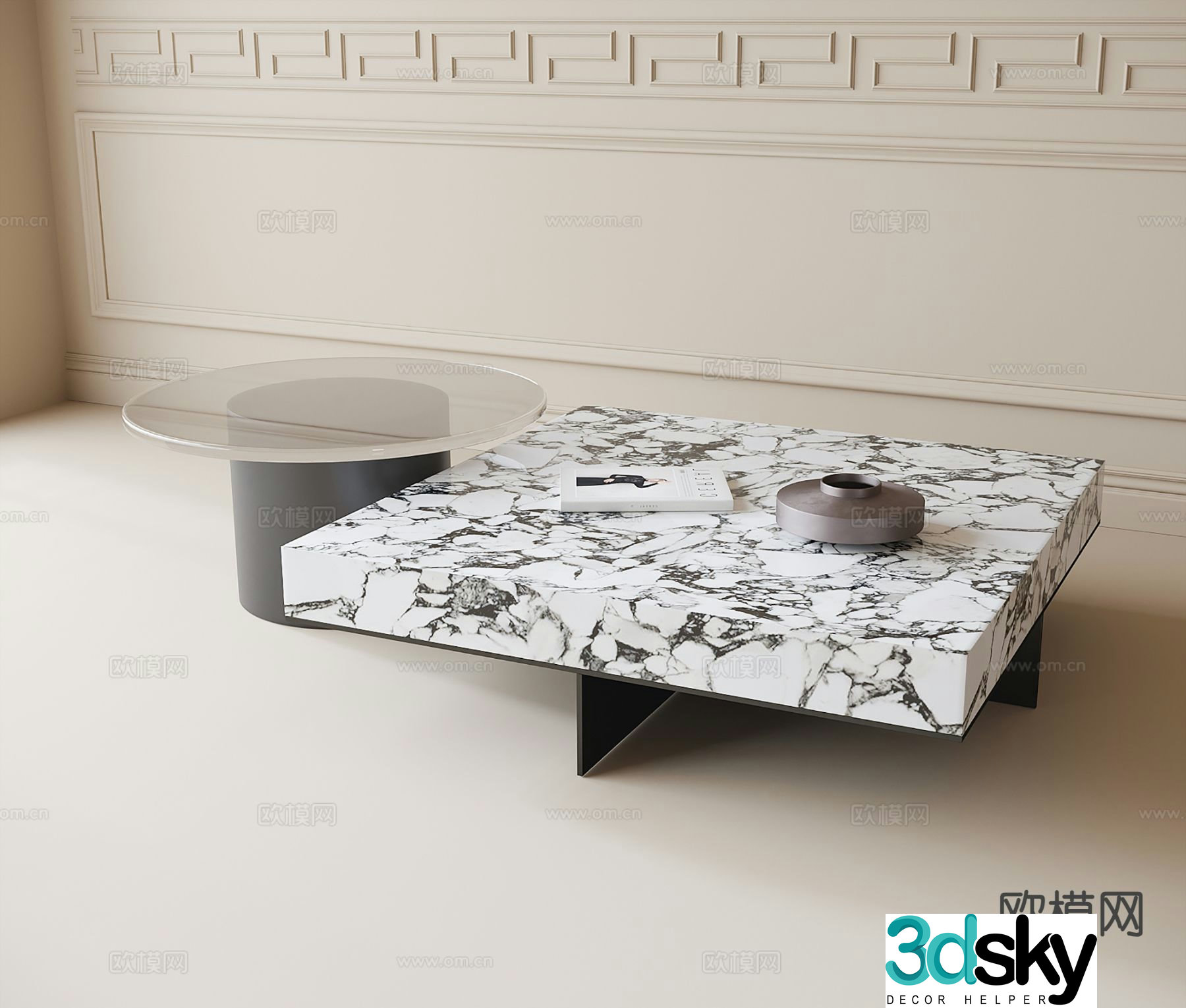 Modern double coffee table 3d model