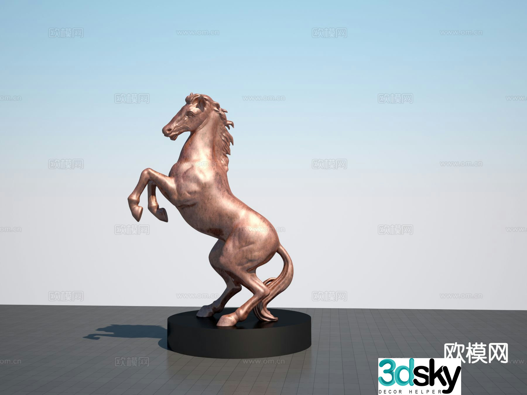 Horse sculpture square sculpture 3d model