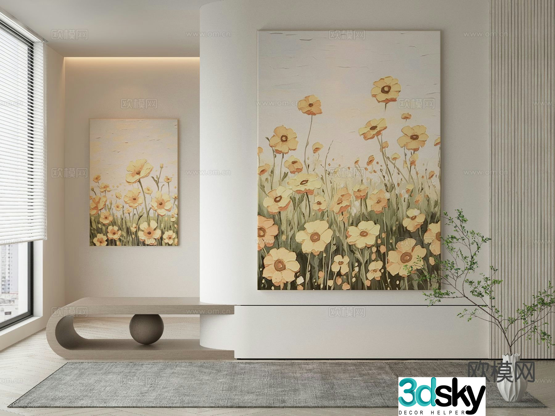Modern decorative painting flower oil painting 3d model