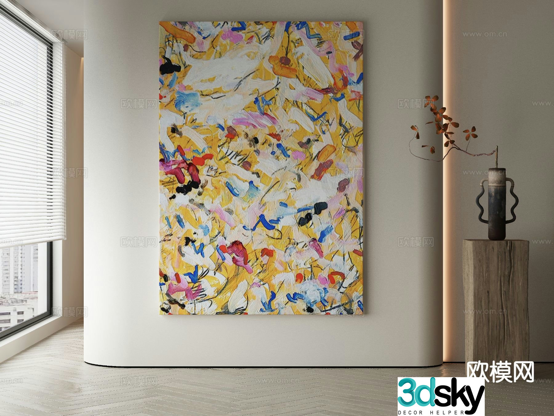 Modern decorative painting abstract oil painting 3d model