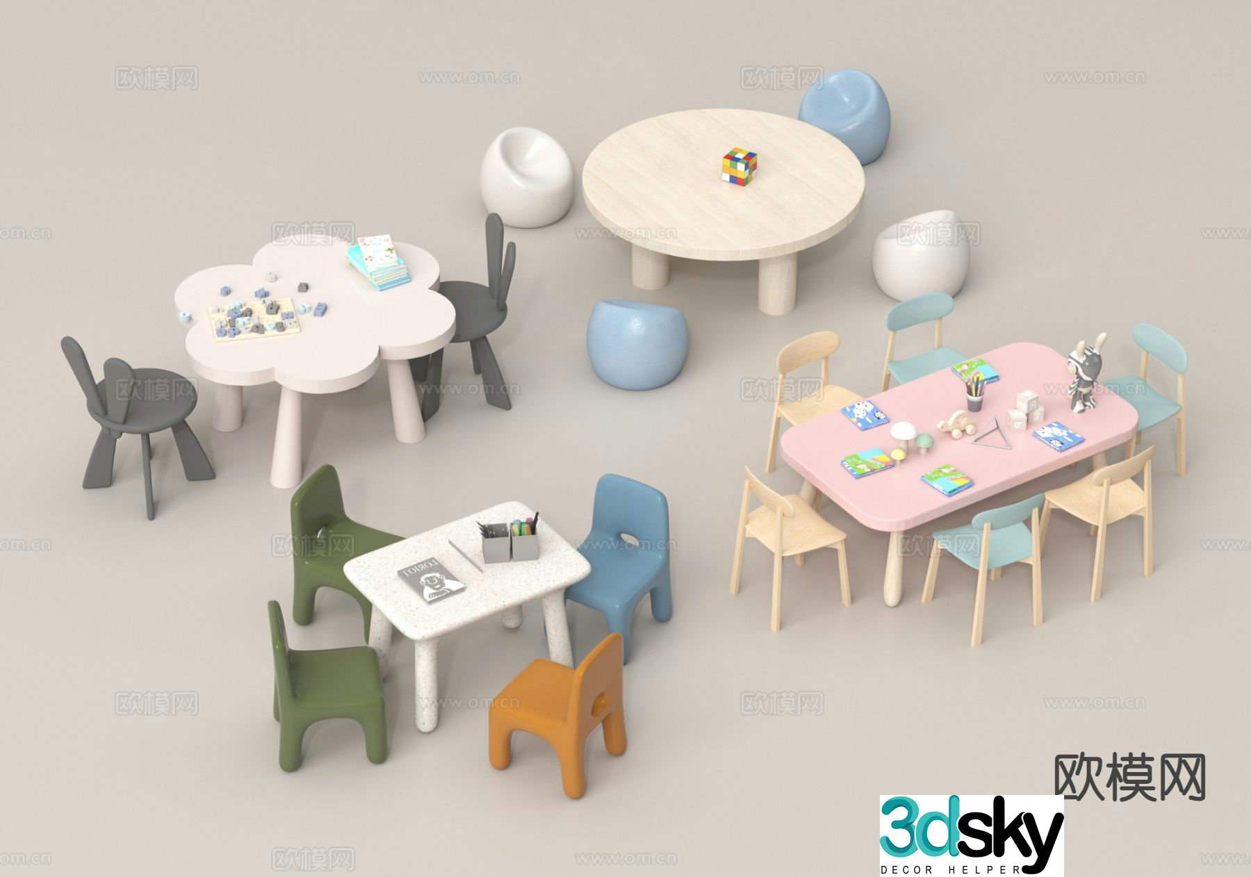 Children’s tables and chairs toy table children’s dining table 3D model