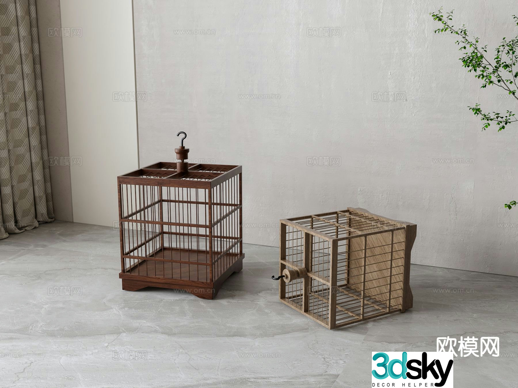 New Chinese style birdcage 3d model