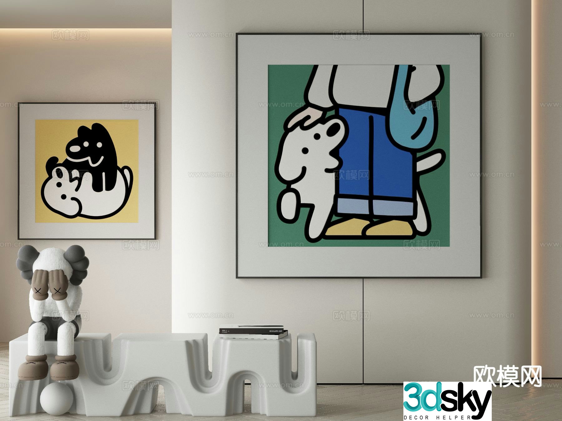 Modern decorative painting cartoon hanging painting 3d model