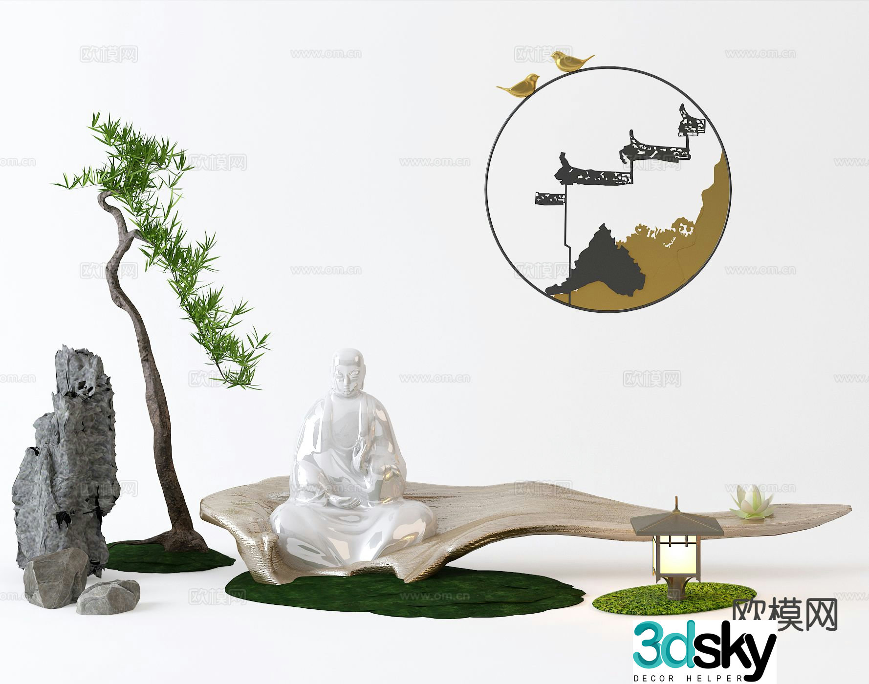 New Chinese style Zen sketch garden sketch 3D model