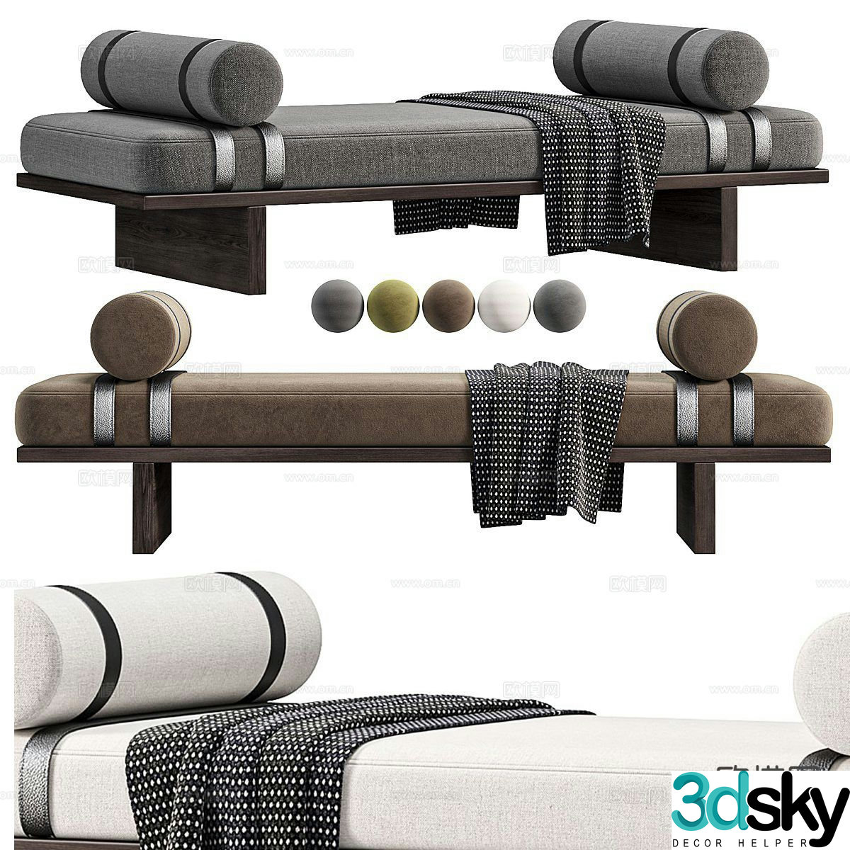 Modern footrest bedside stool sofa stool 3d model
