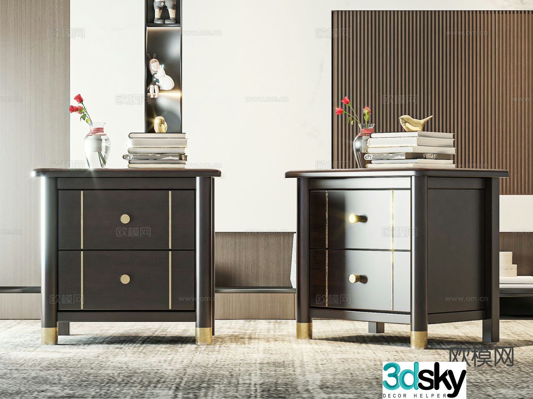 New Chinese style bedside table 3d model