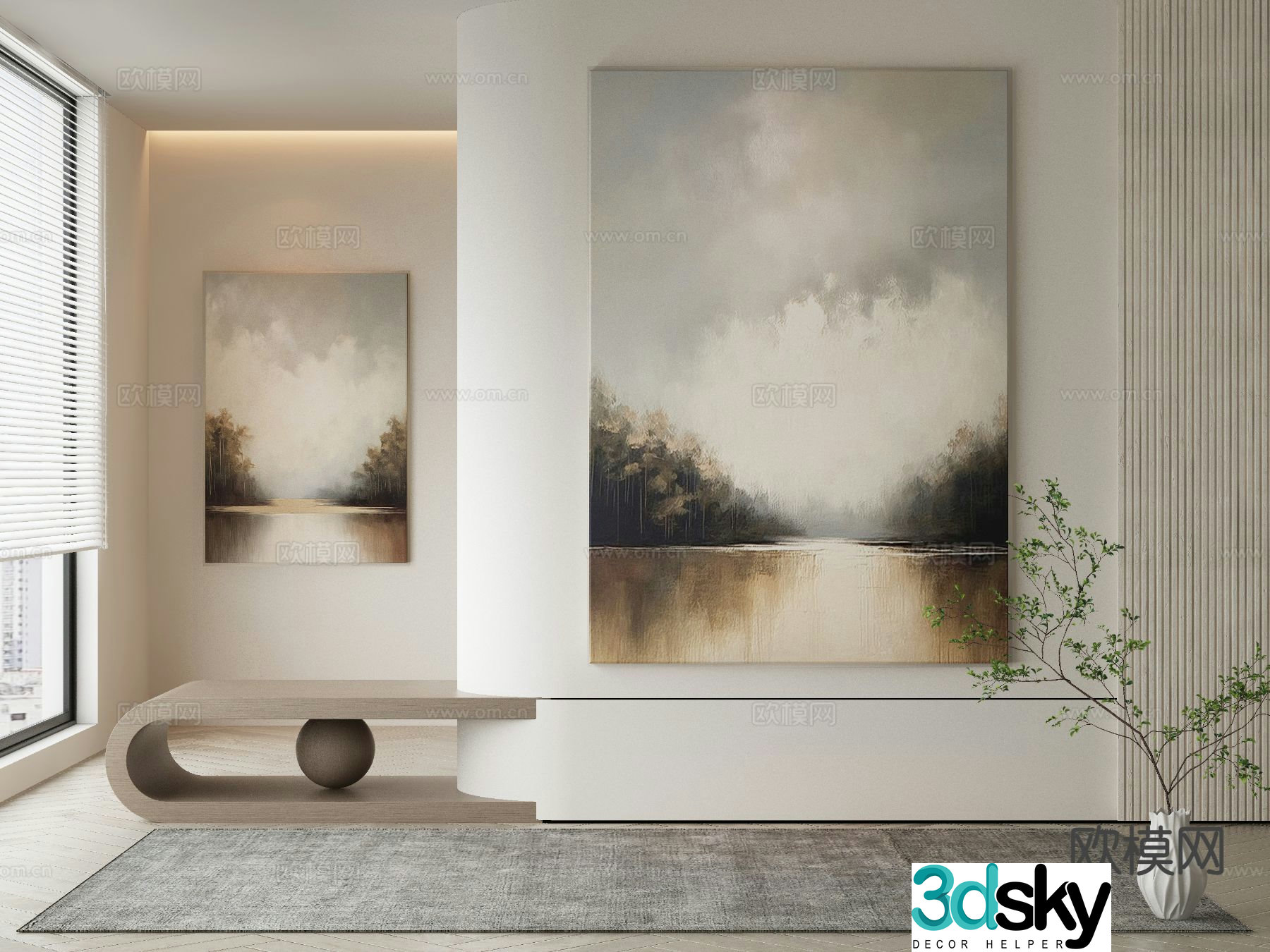 Modern decorative painting landscape oil painting 3d model