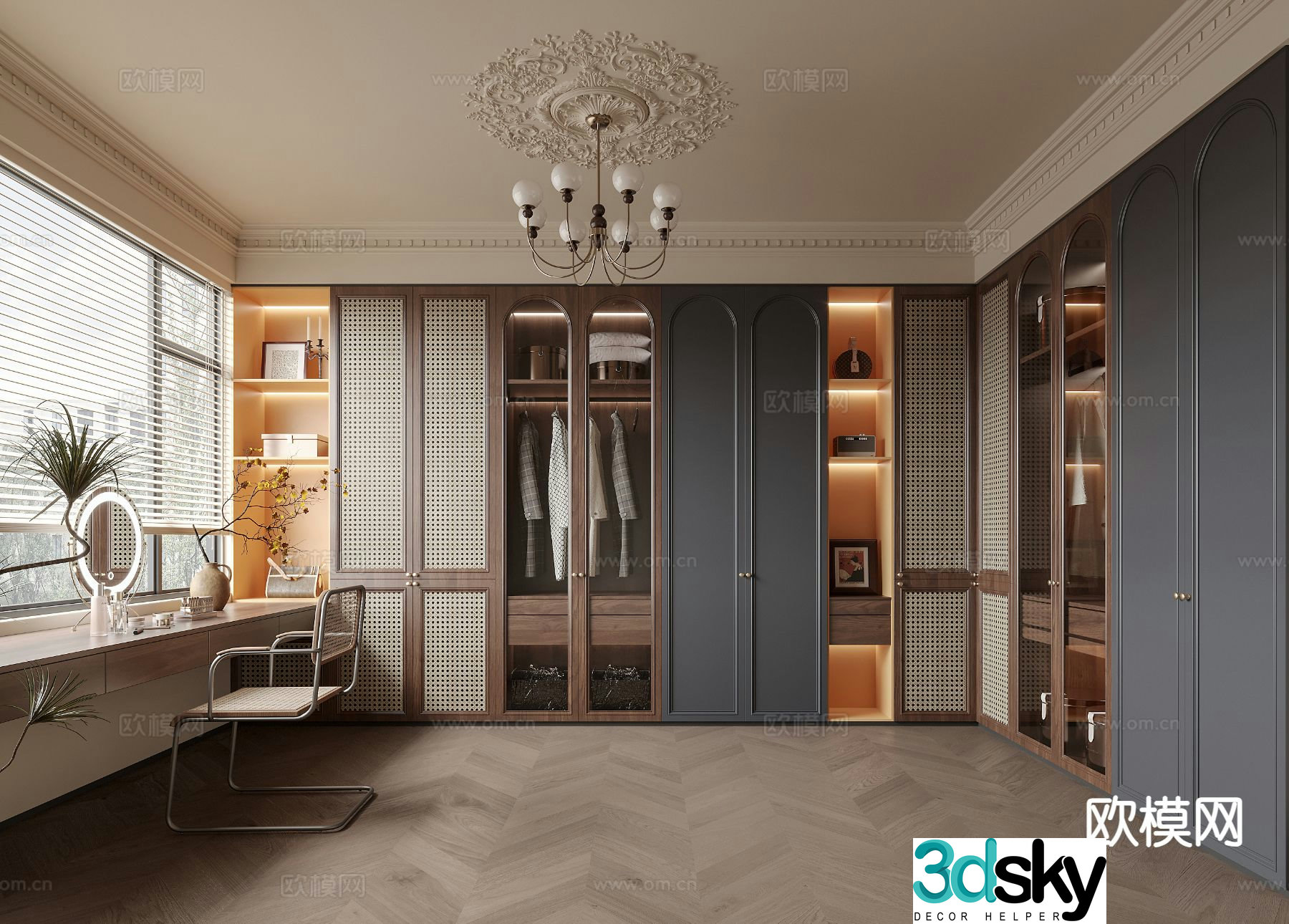 French retro cloakroom 3D model