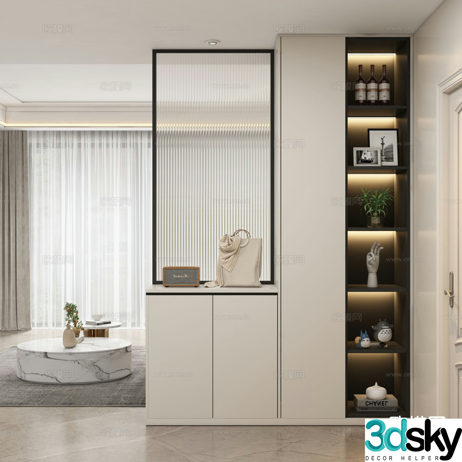 Modern entrance cabinet partition cabinet 3d model
