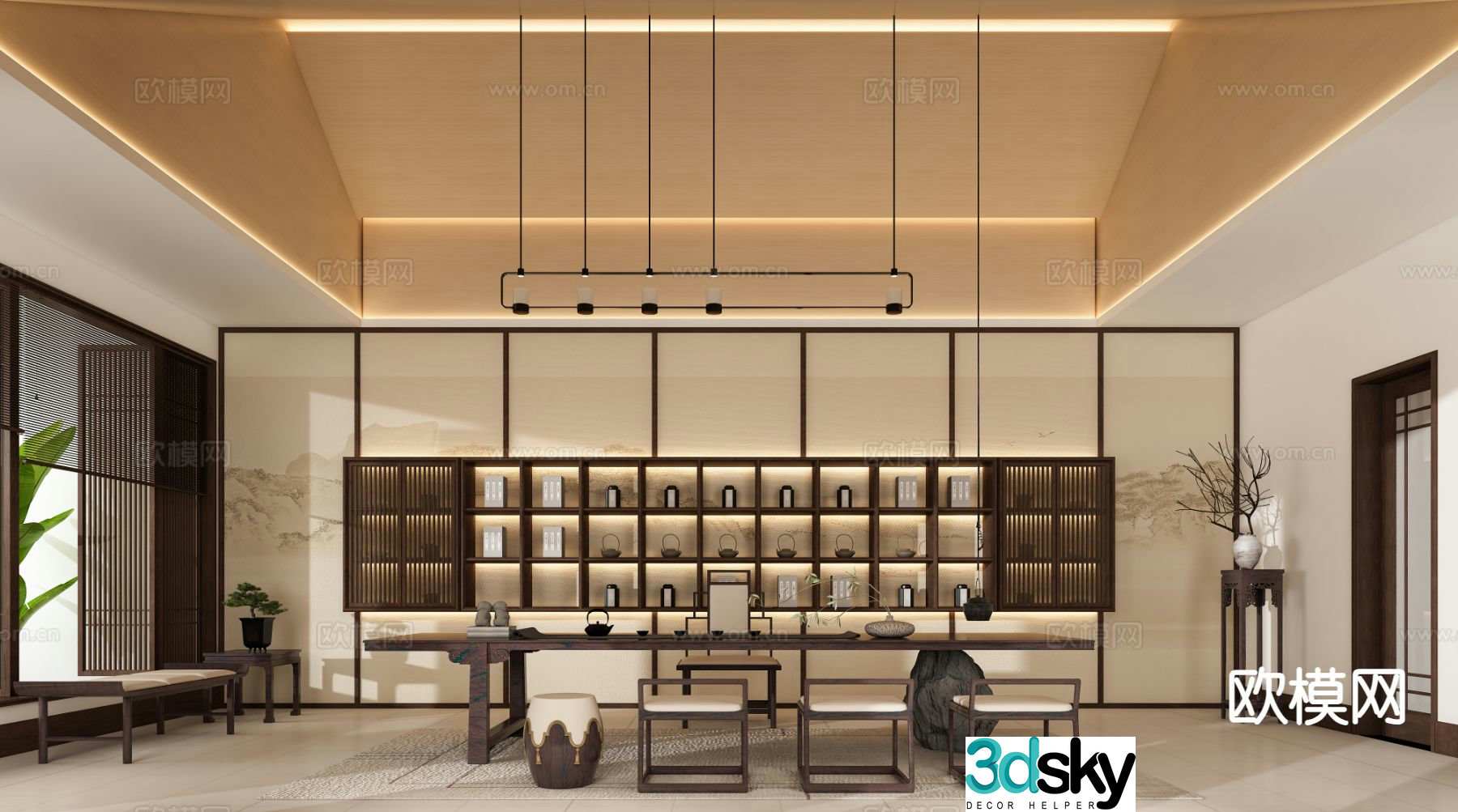 New Chinese tea room 3d model
