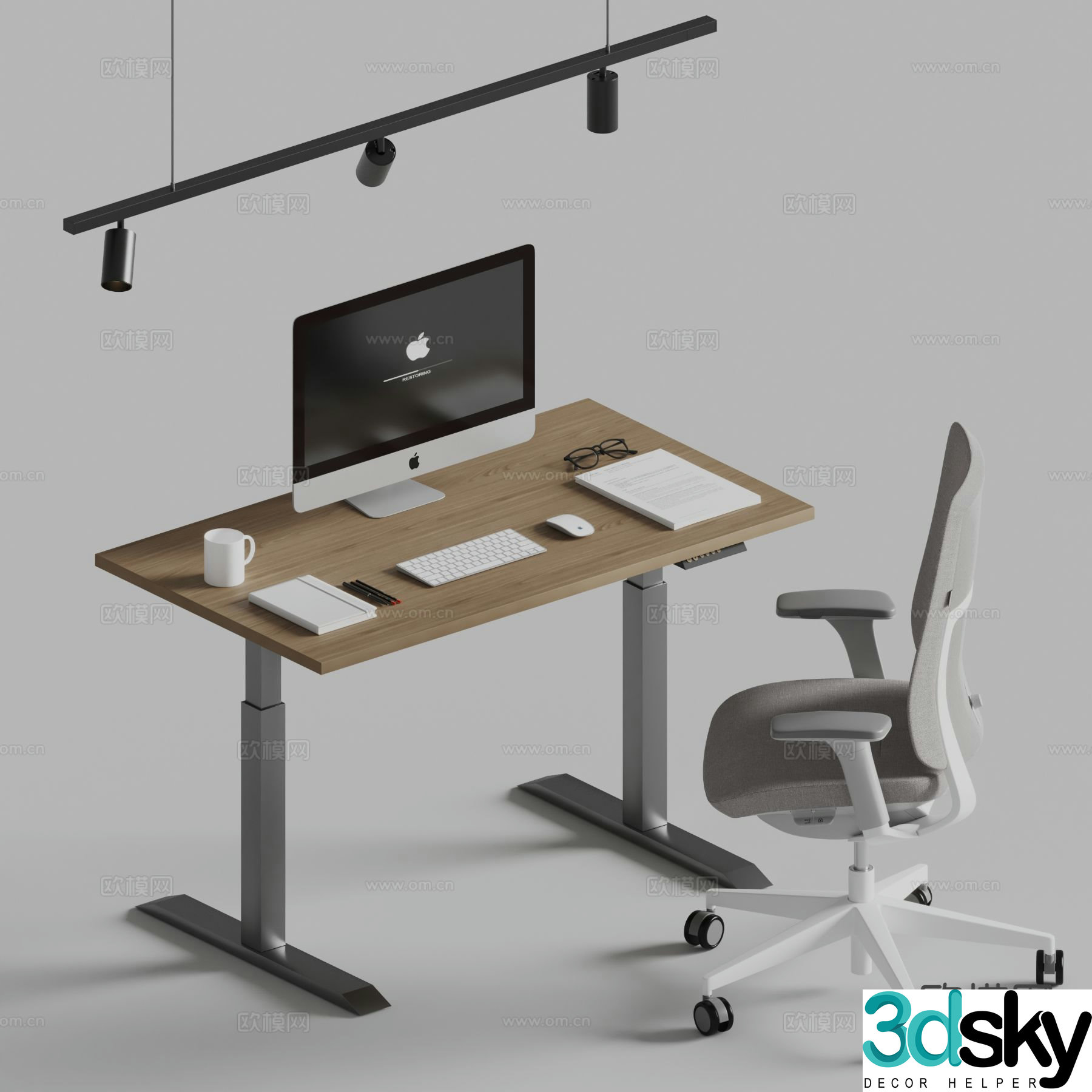 corbridge modern desk and chair computer desk and chair 3d model