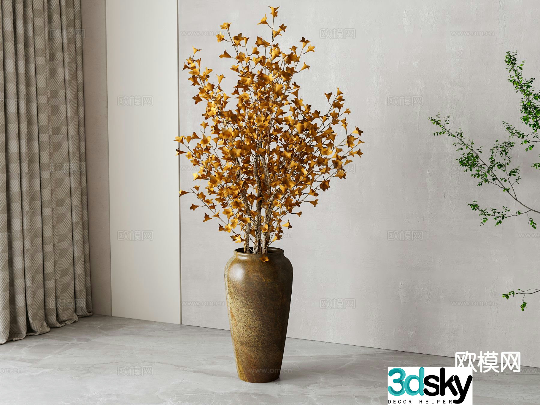 New Chinese style vase floral arrangement dried flowers 3d model