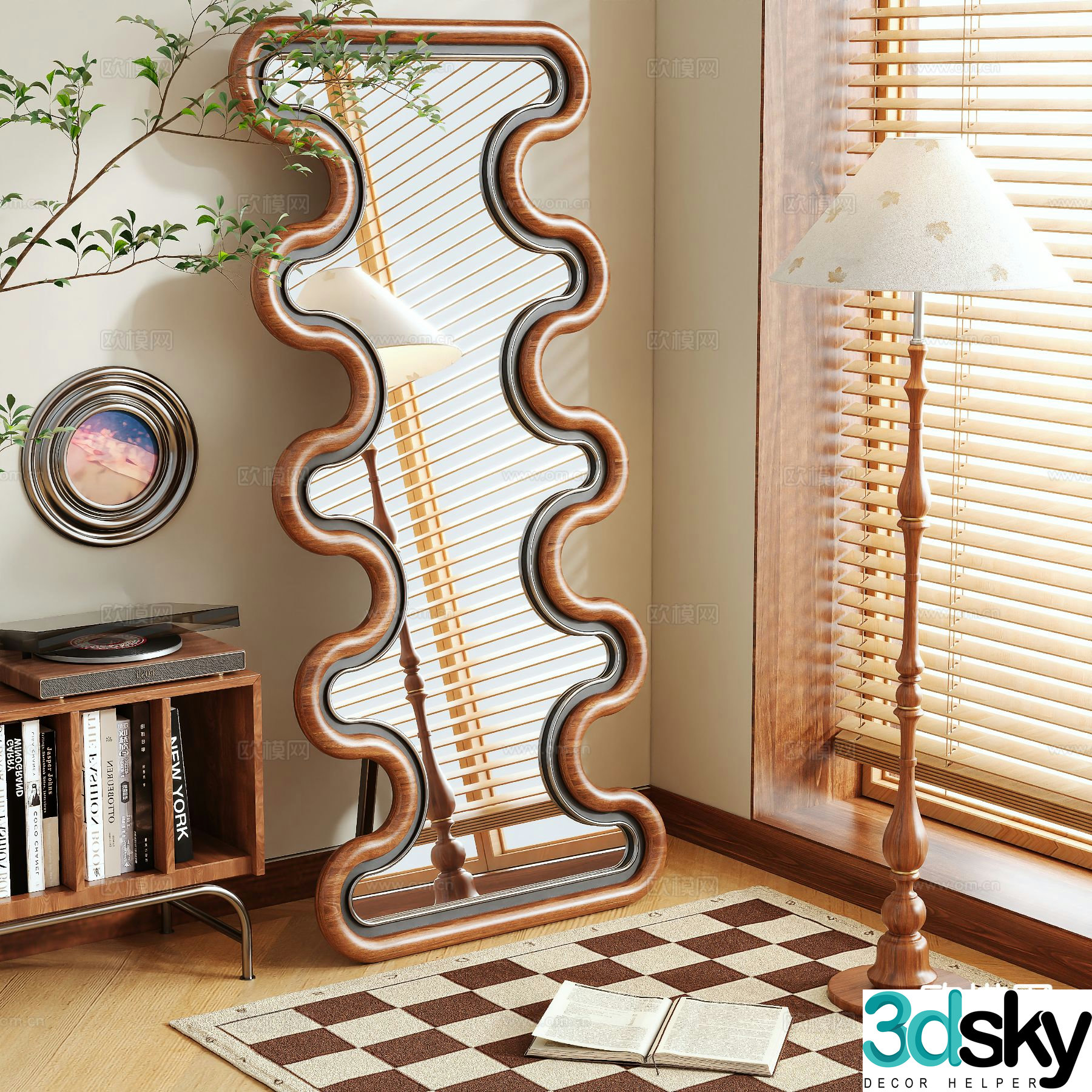 Medieval style mirror full-length mirror floor mirror 3D model