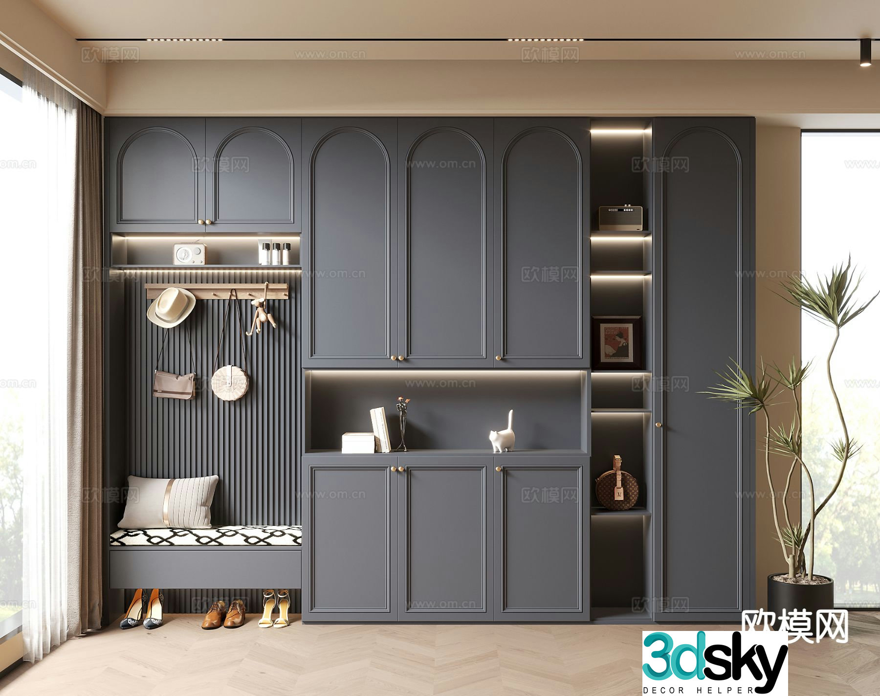 French retro shoe cabinet custom shoe cabinet 3d model